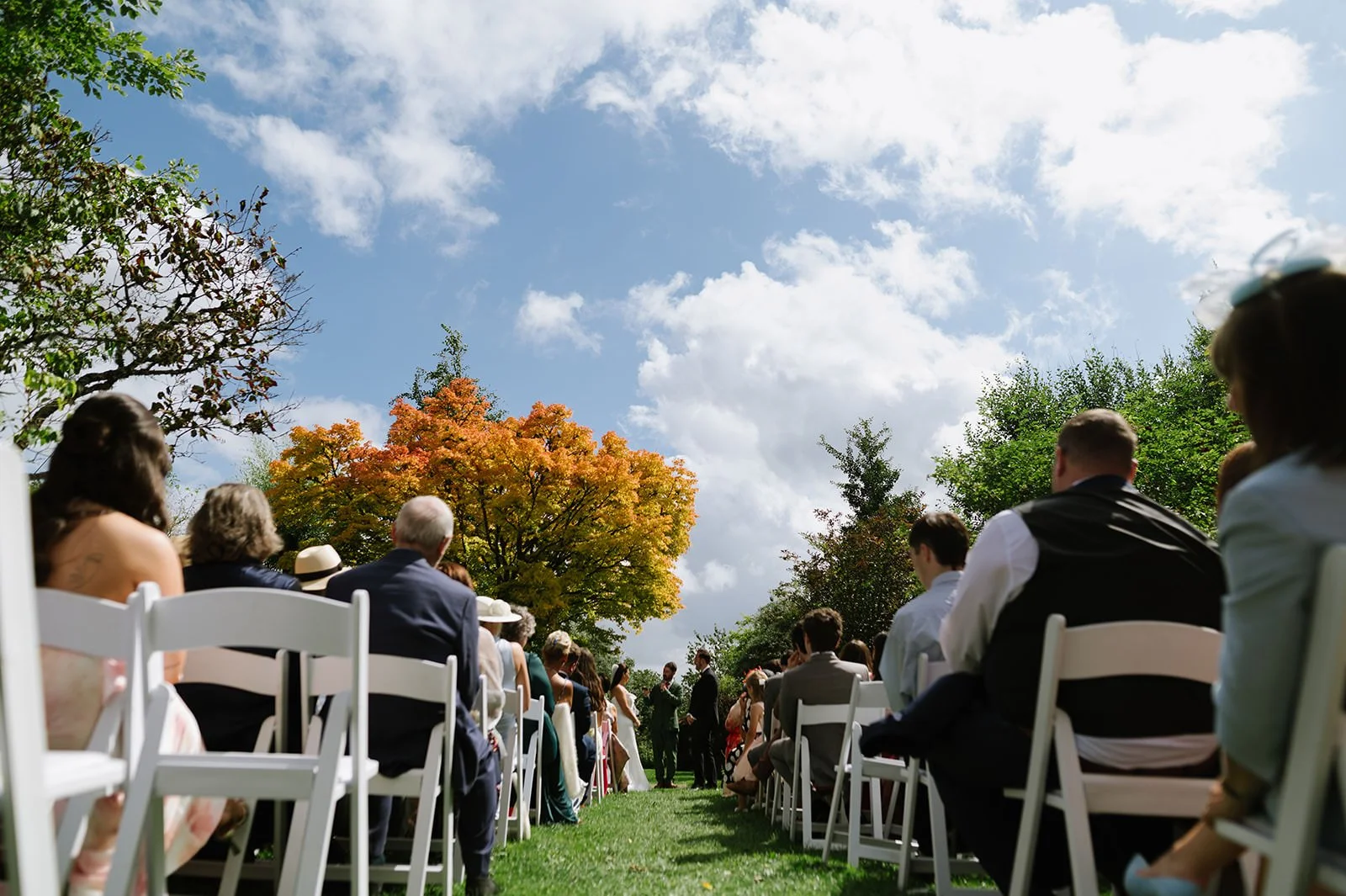 Outdoor wedding ceremony at Halecat House Lake District