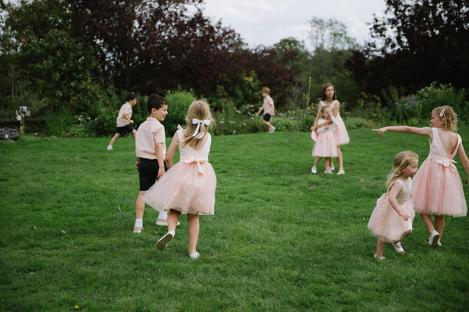 Children playing at outdoor Lake District wedding