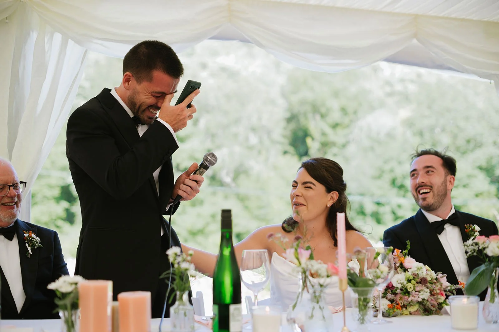 Speeches during Lake District marquee wedding