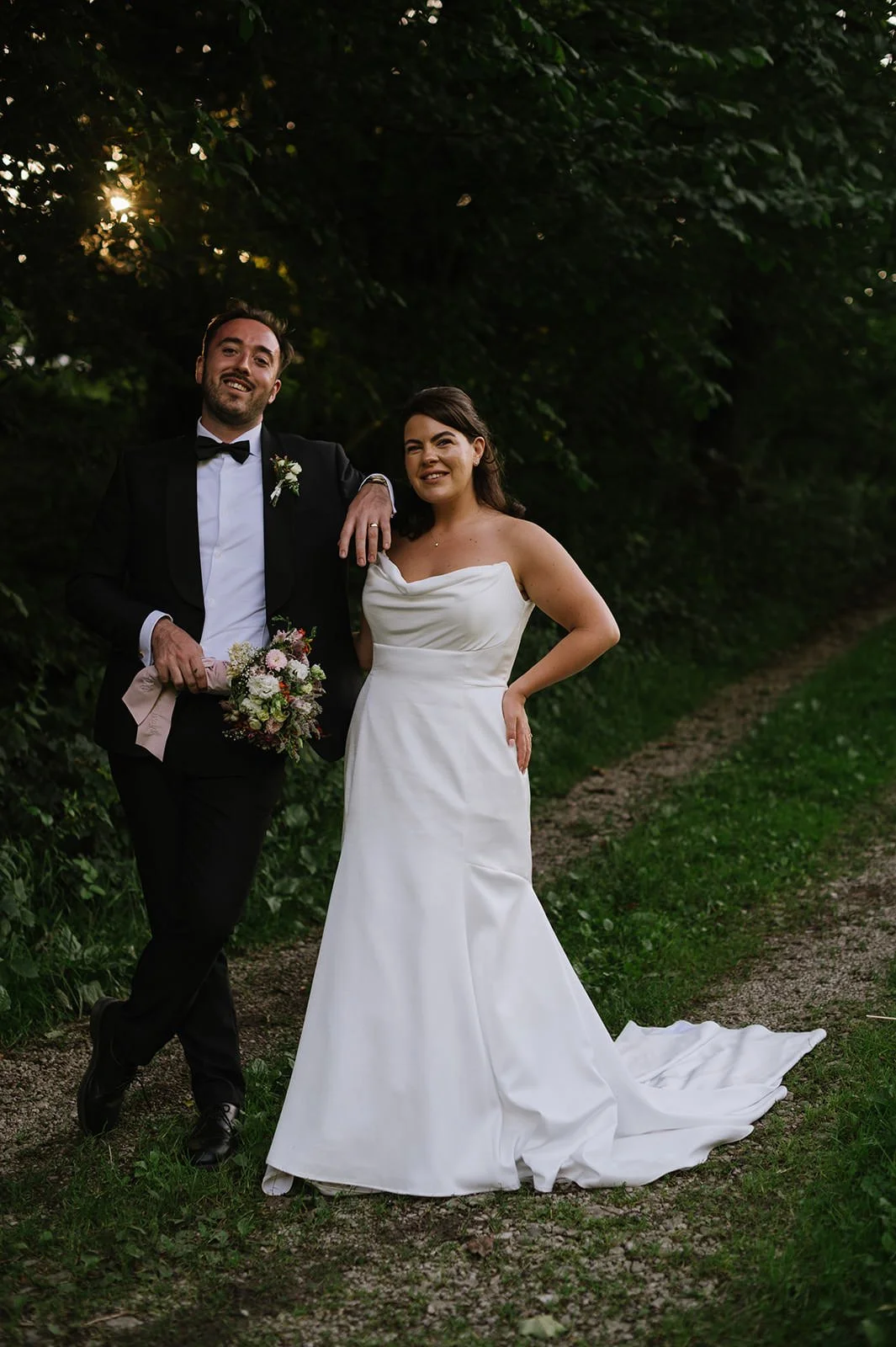 Golden hour wedding portraits at Halecat House