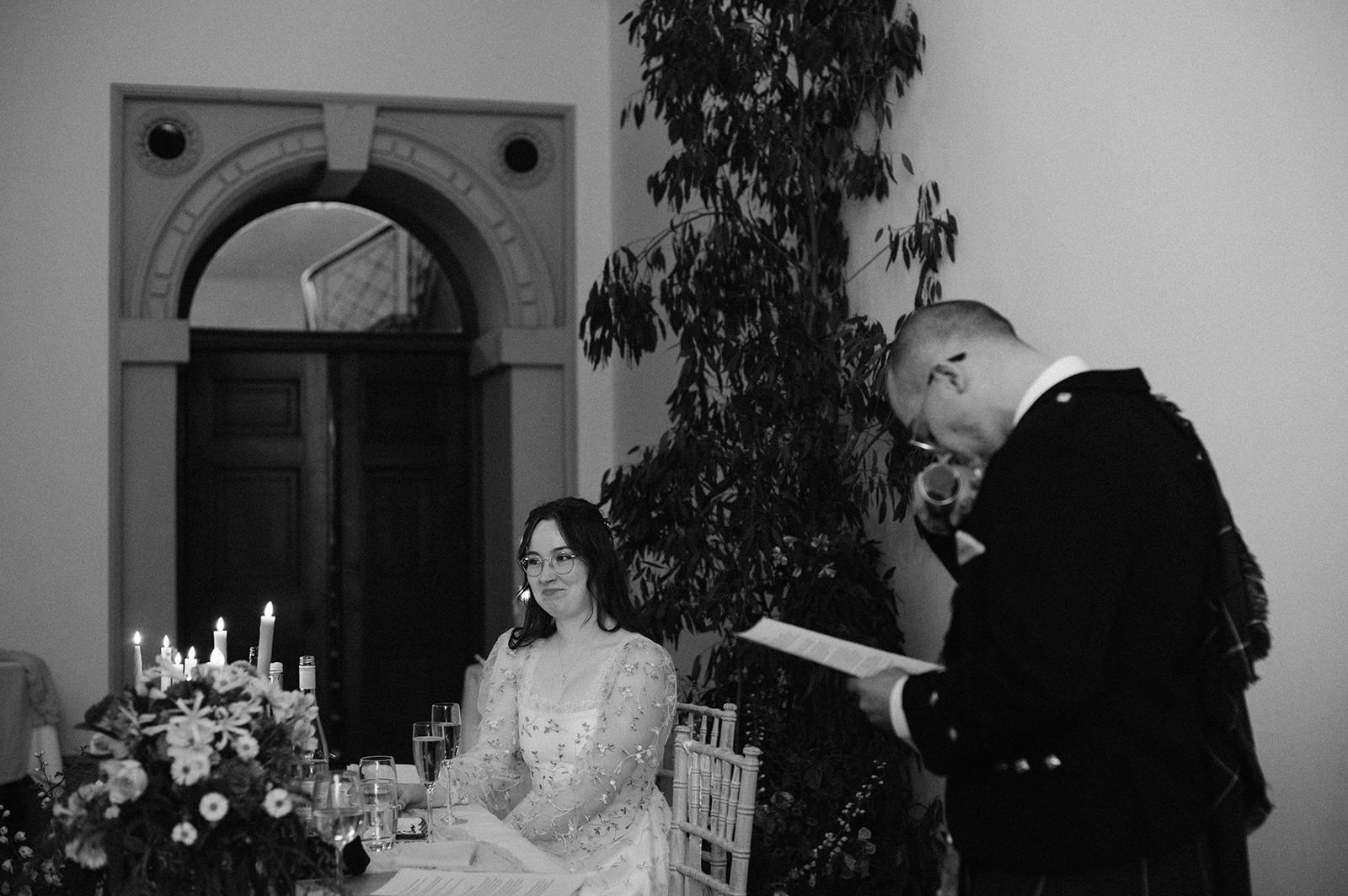 Wedding speeches inside Wollaton Hall