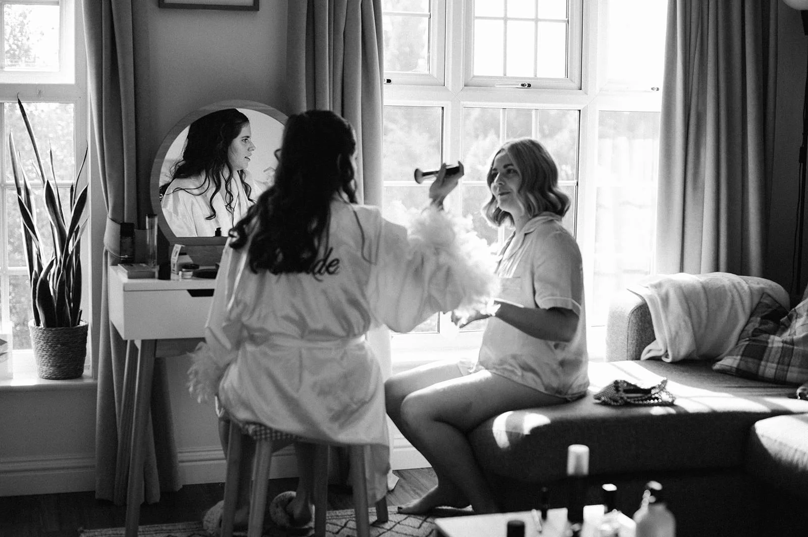 Bride getting ready at home before Sheffield wedding