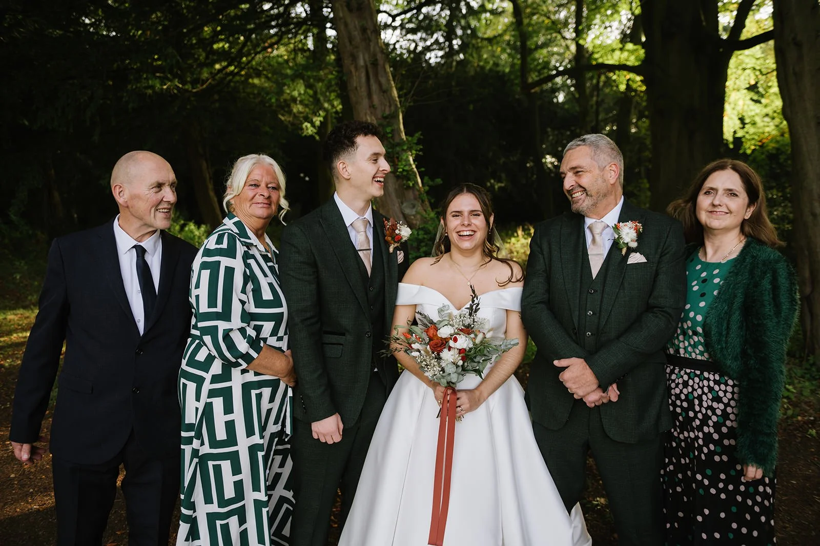Family group photos in woodland at Wortley Hall