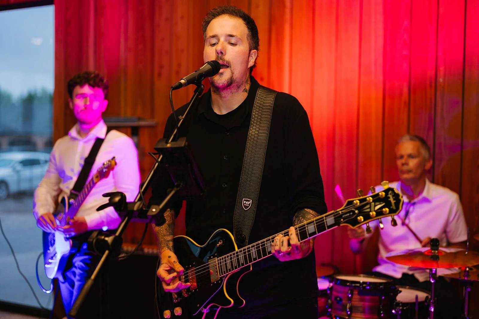 Wedding band performing at Warwickshire barn wedding