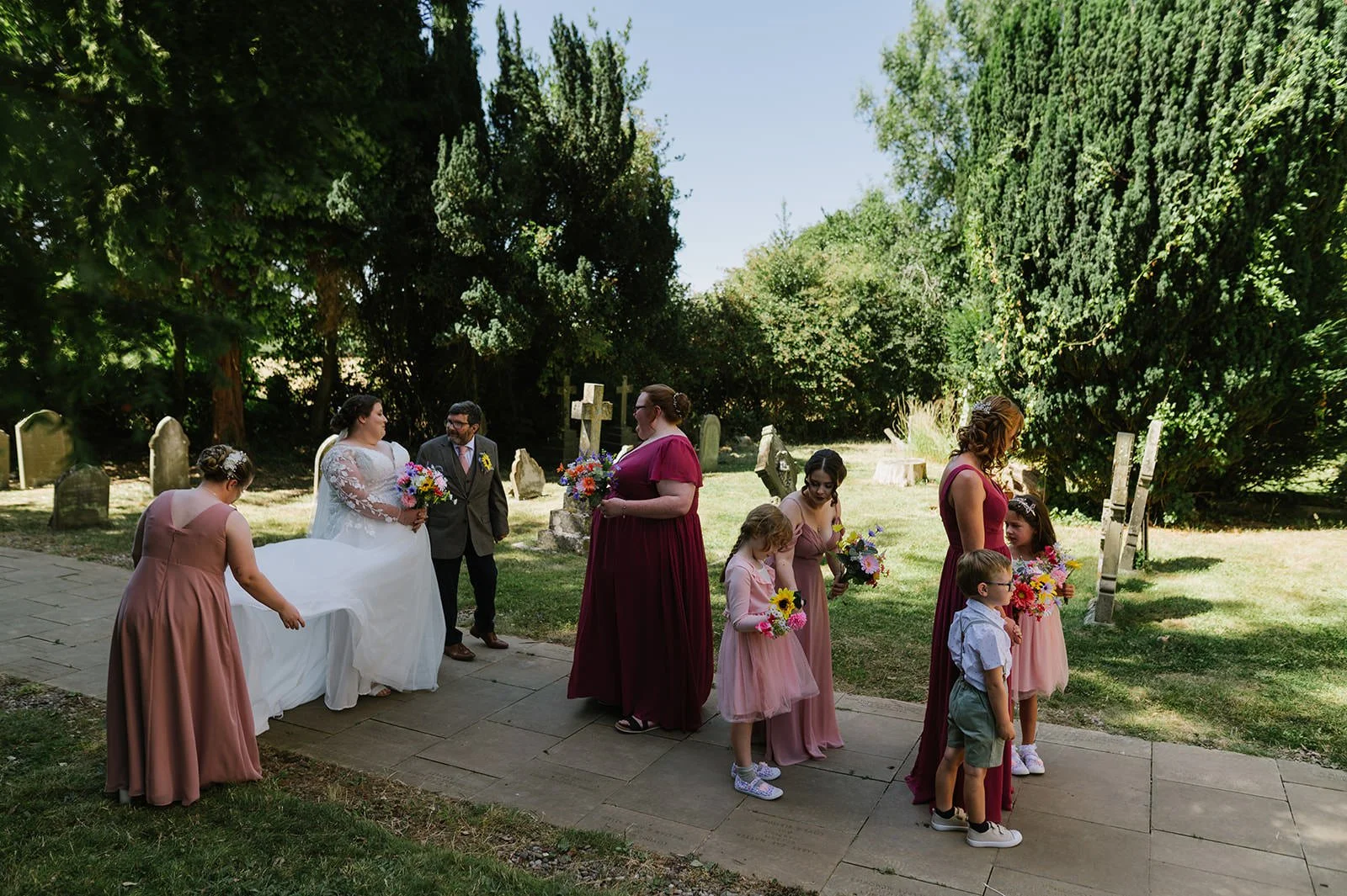 Church wedding ceremony with children