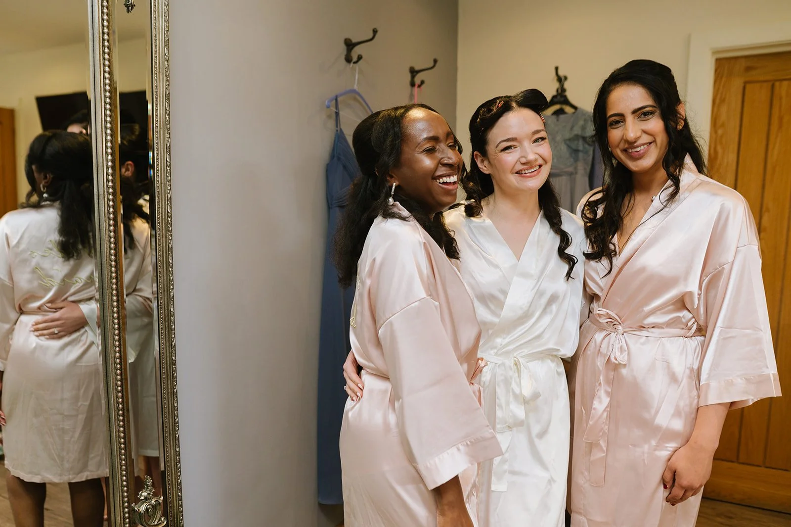 Bride getting ready at Bredenbury Court Barns