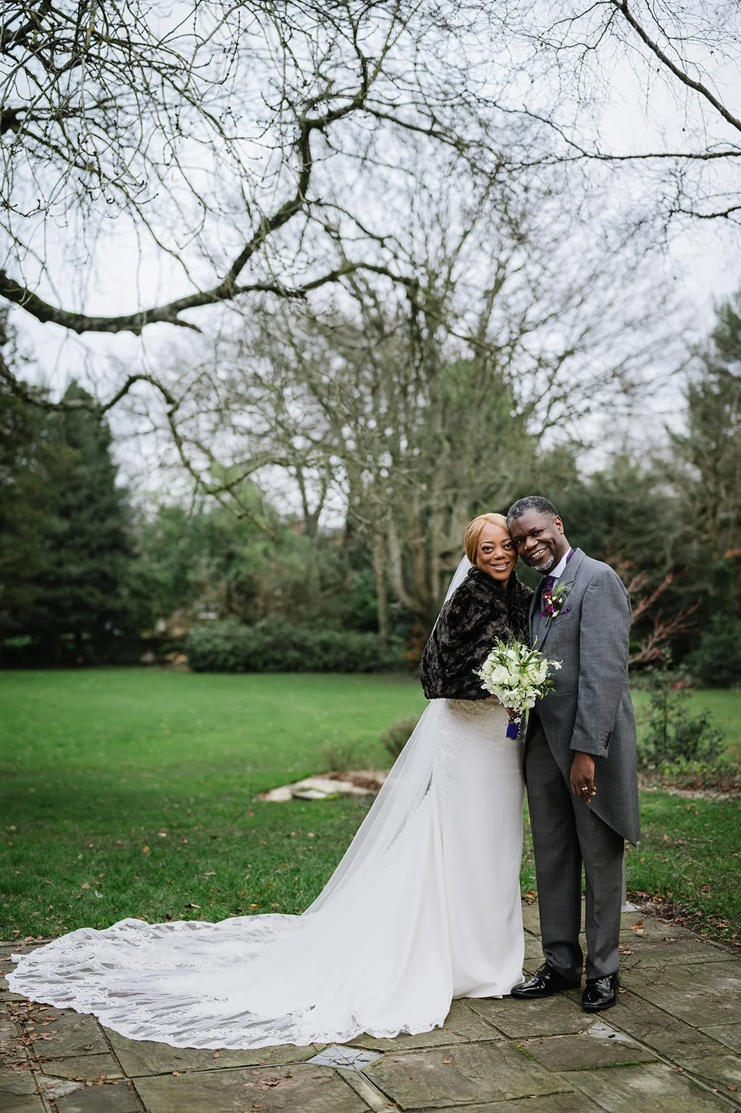 Couple portraits in gardens at Edgbaston Park Hotel