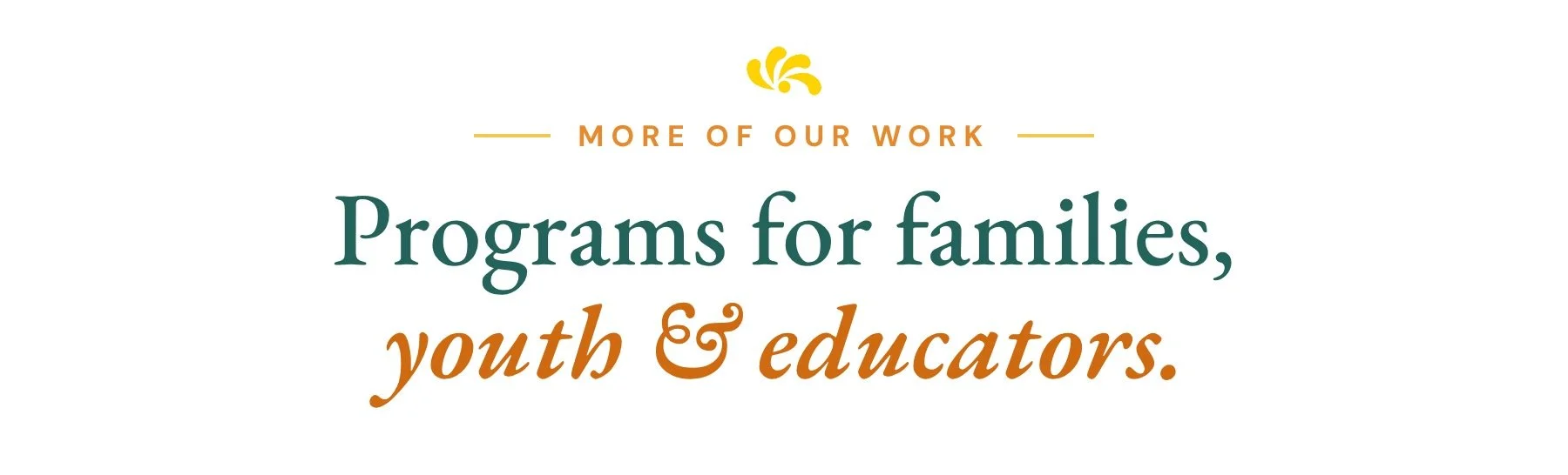 More of our work: programs for families, youth, and educators.
