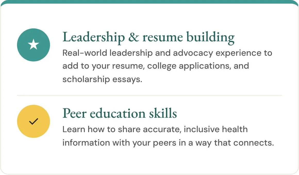 Build your resume with leadership and advocacy experience and learn peer education skills.