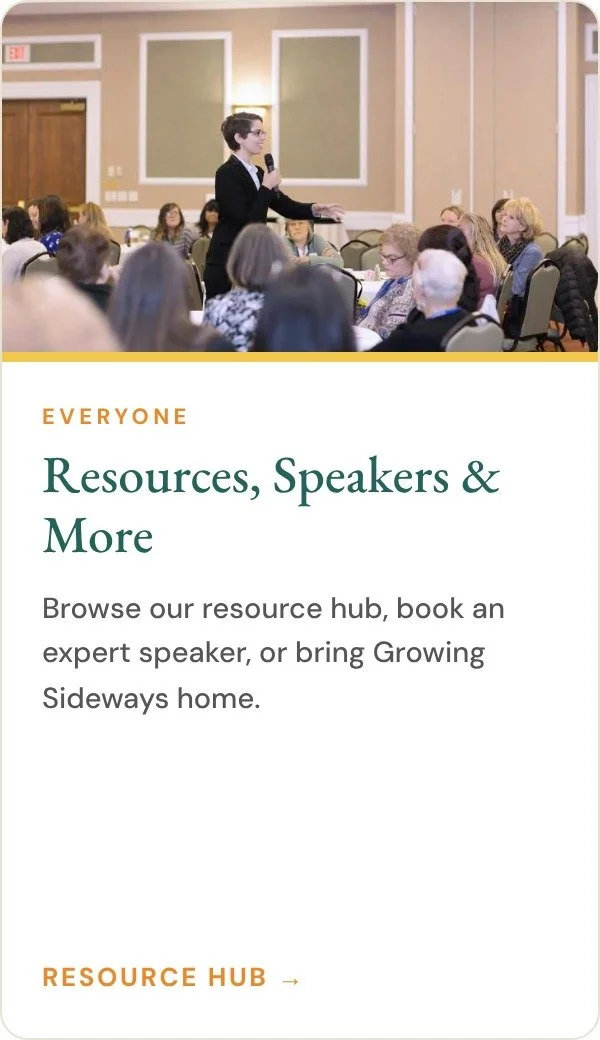 Speaker presenting to a large audience. Resources, expert speakers, and more from EyesOpenIowa. Visit the resource hub.