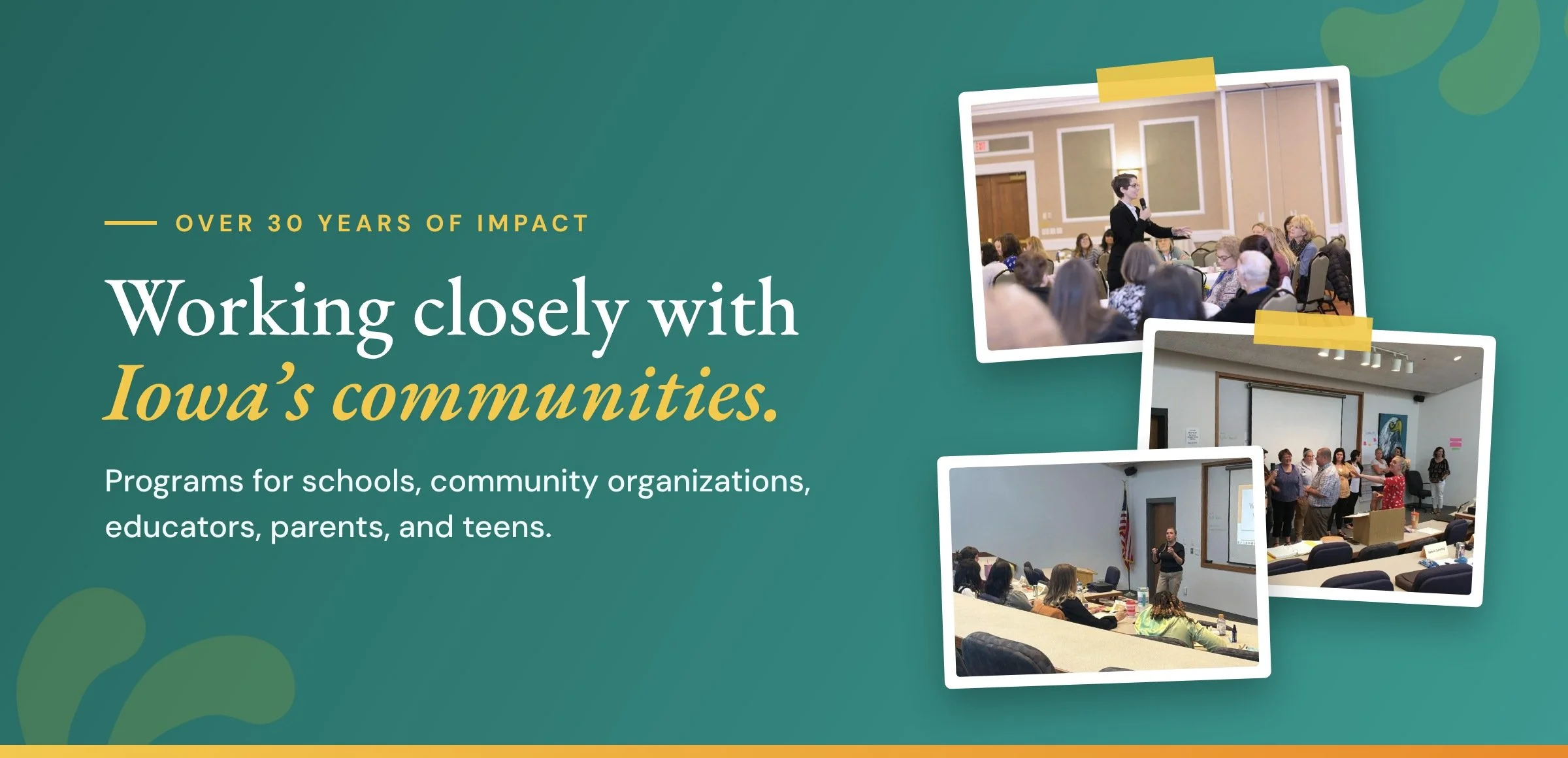 EyesOpenIowa trainers and educators at trainings across Iowa. Over 30 years of working closely with Iowa’s communities.