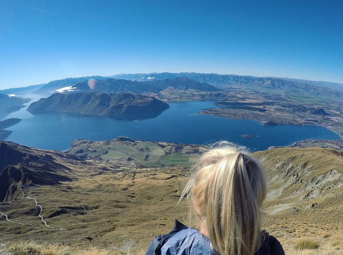 Catching my breath at the top of Roy's Peak, Wanaka, NZ
