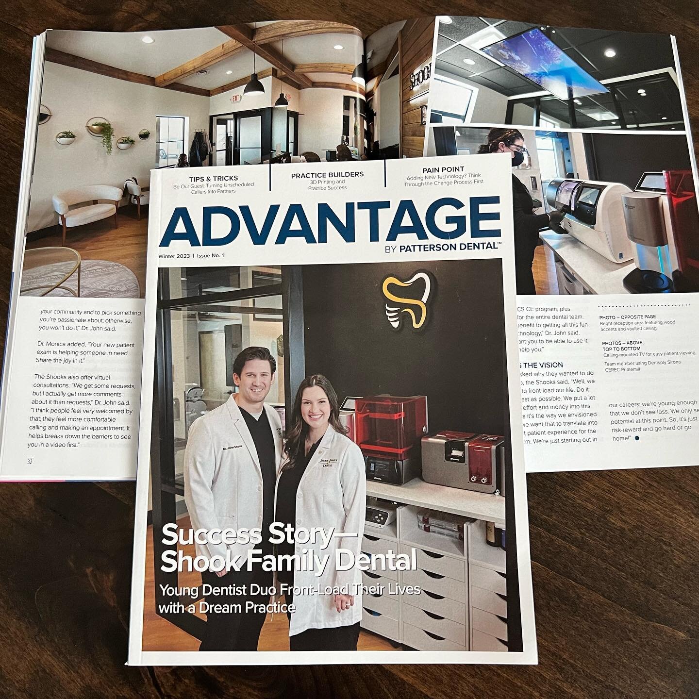 Be on the lookout for this in your mailbox 📬 this February!  It&rsquo;s a special experience for us when a customer builds their dream practice, goes all-in with technology and makes the cover of our Patterson Advantage Magazine.  Congrats Drs. John