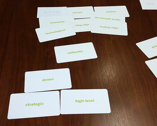 Cards from a message architecture exercise.