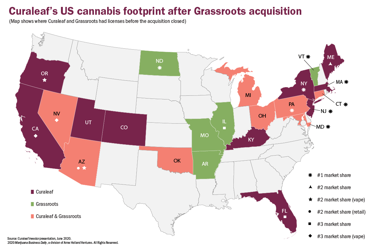 Curaleaf rises to the top of US marijuana industry with footprint covering about two dozen states