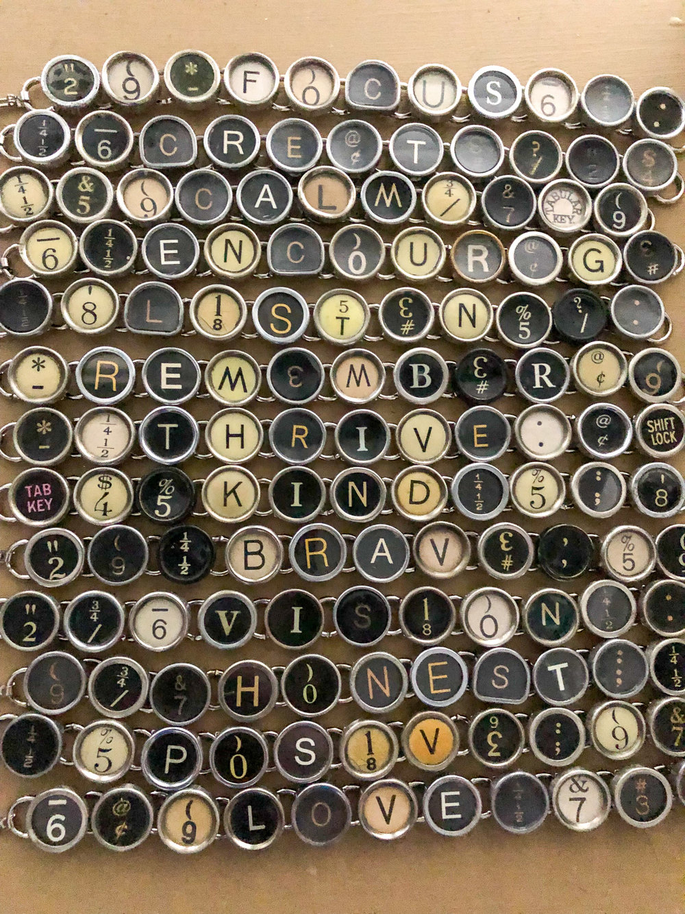 Vintage Genuine Typewriter Key Bracelet Family Black Keys