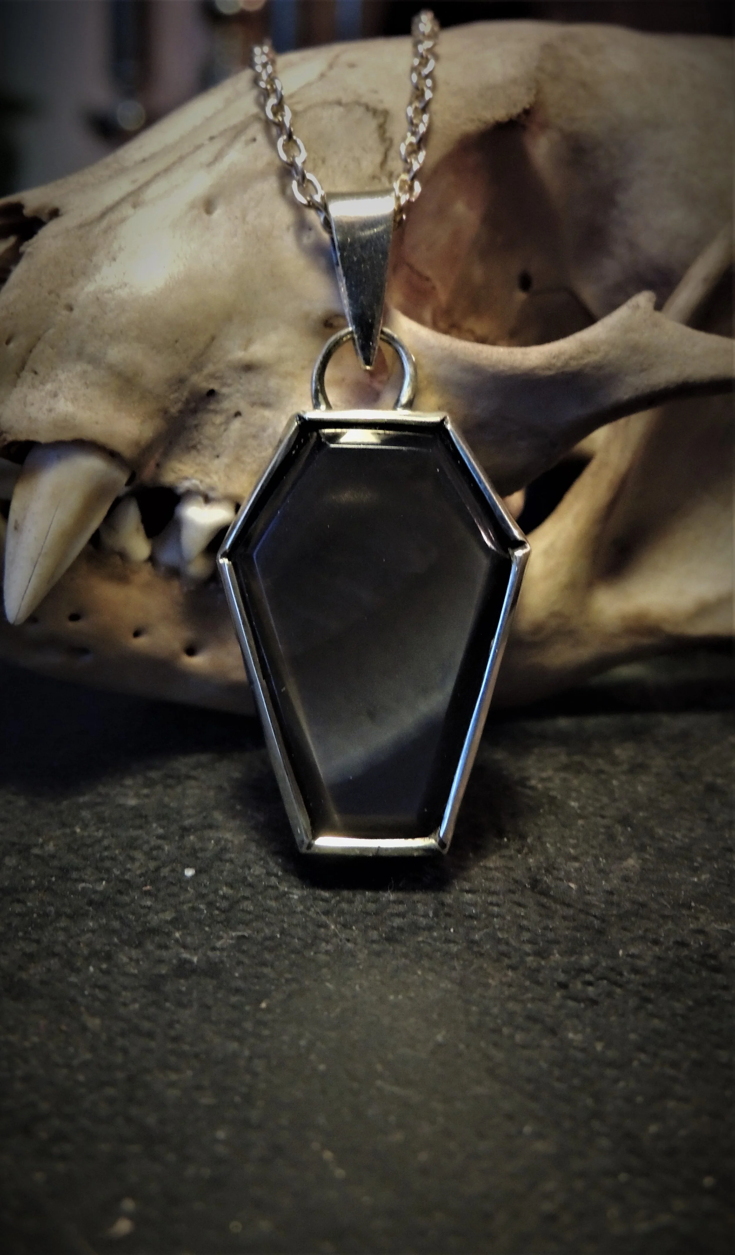 Obsidian Coffin Pendant