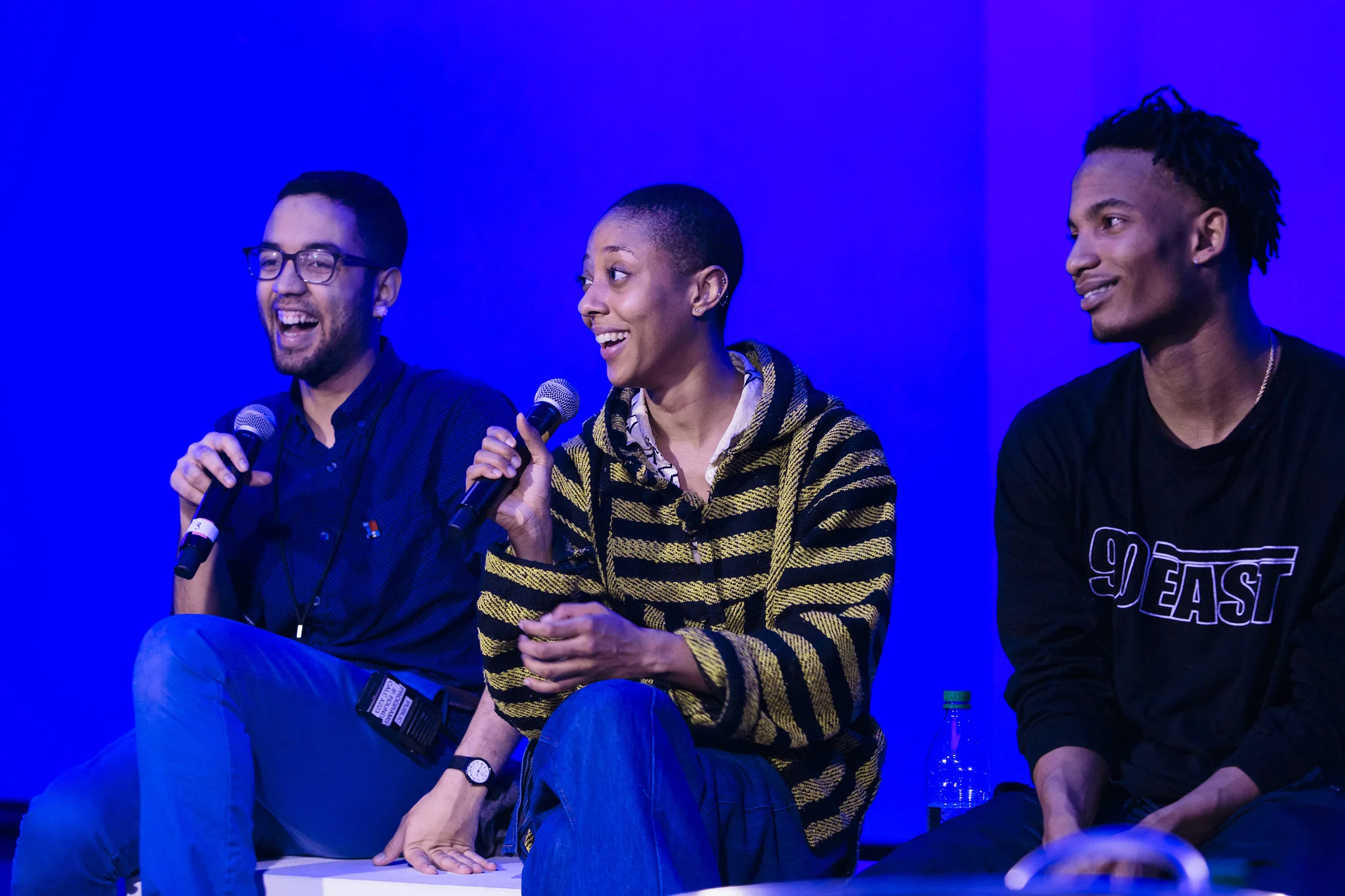 Moderating talkback with Fana Fraser and Martell Ruffin, following the dance performance for the series Recasting The Body in Bronze , Brooklyn Museum, March 2018. (Photo: Kolin Mendez)
