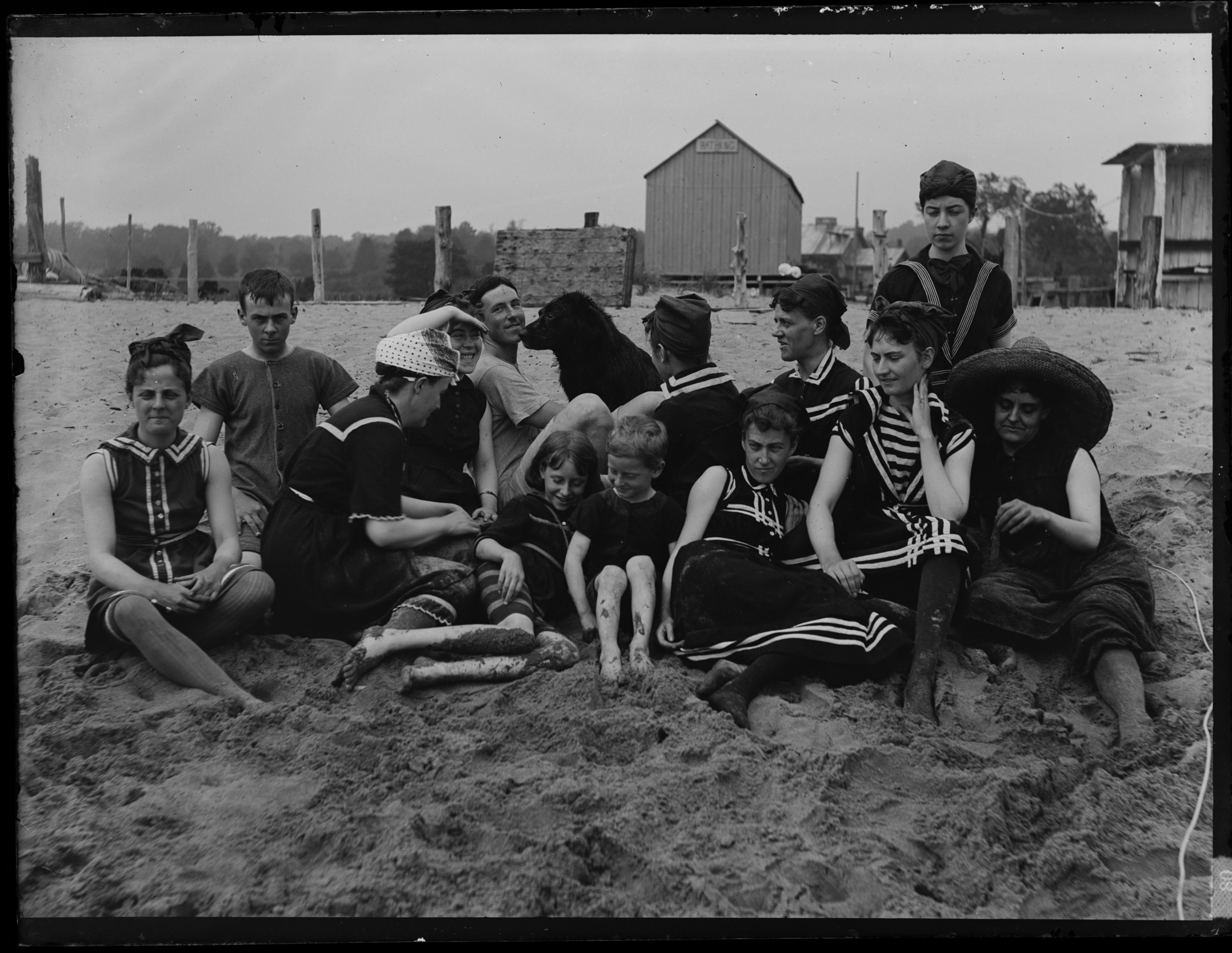 South Beach bathing party, Staten Island, September 15, 1886. Alice Austen is in the back row at right