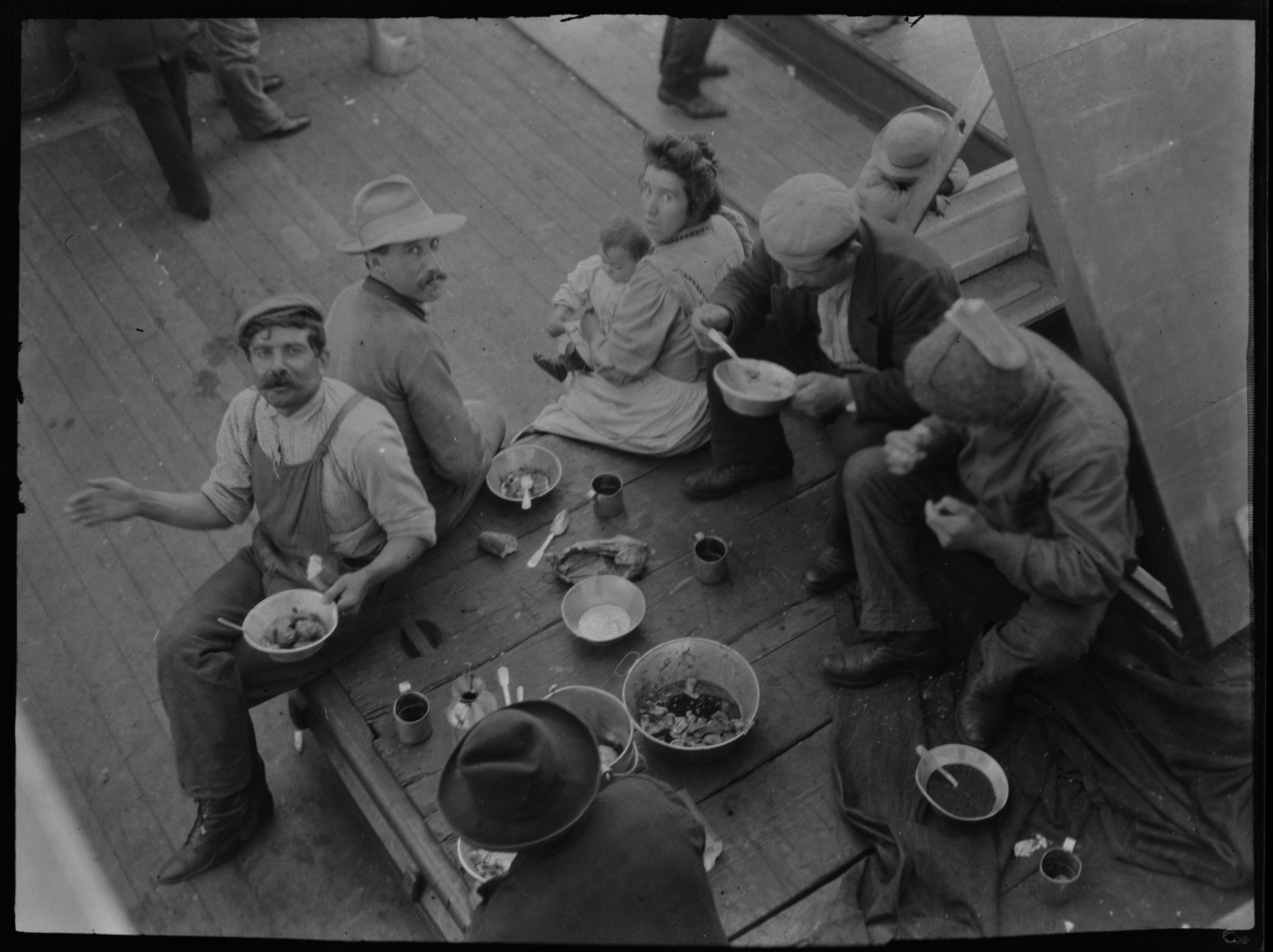  “Steerage at supper,” aboard the S.S. Finland, June 14, 1909