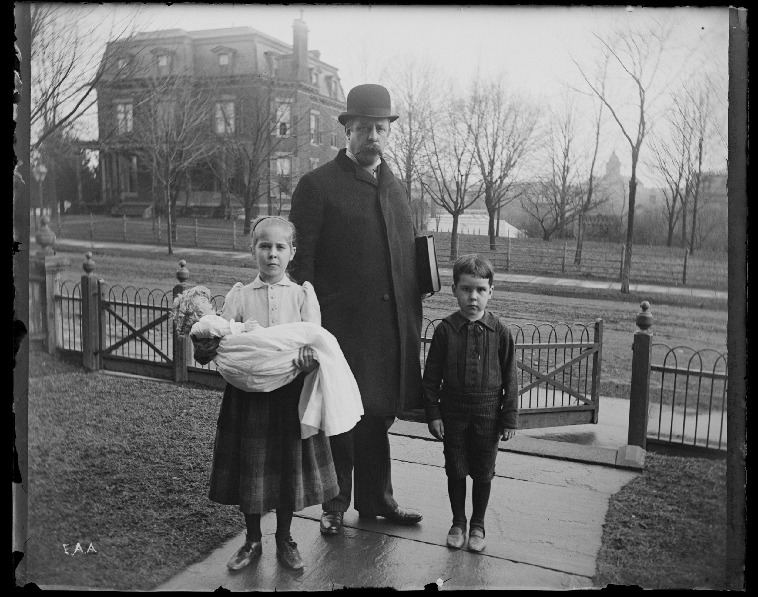 “Uncle Pete, Oswald &amp; Lysbet,“(Peter T. Austen with his children Oswald and Elizabeth Patty), New Brunswick, New Jersey, March 7, 1892.