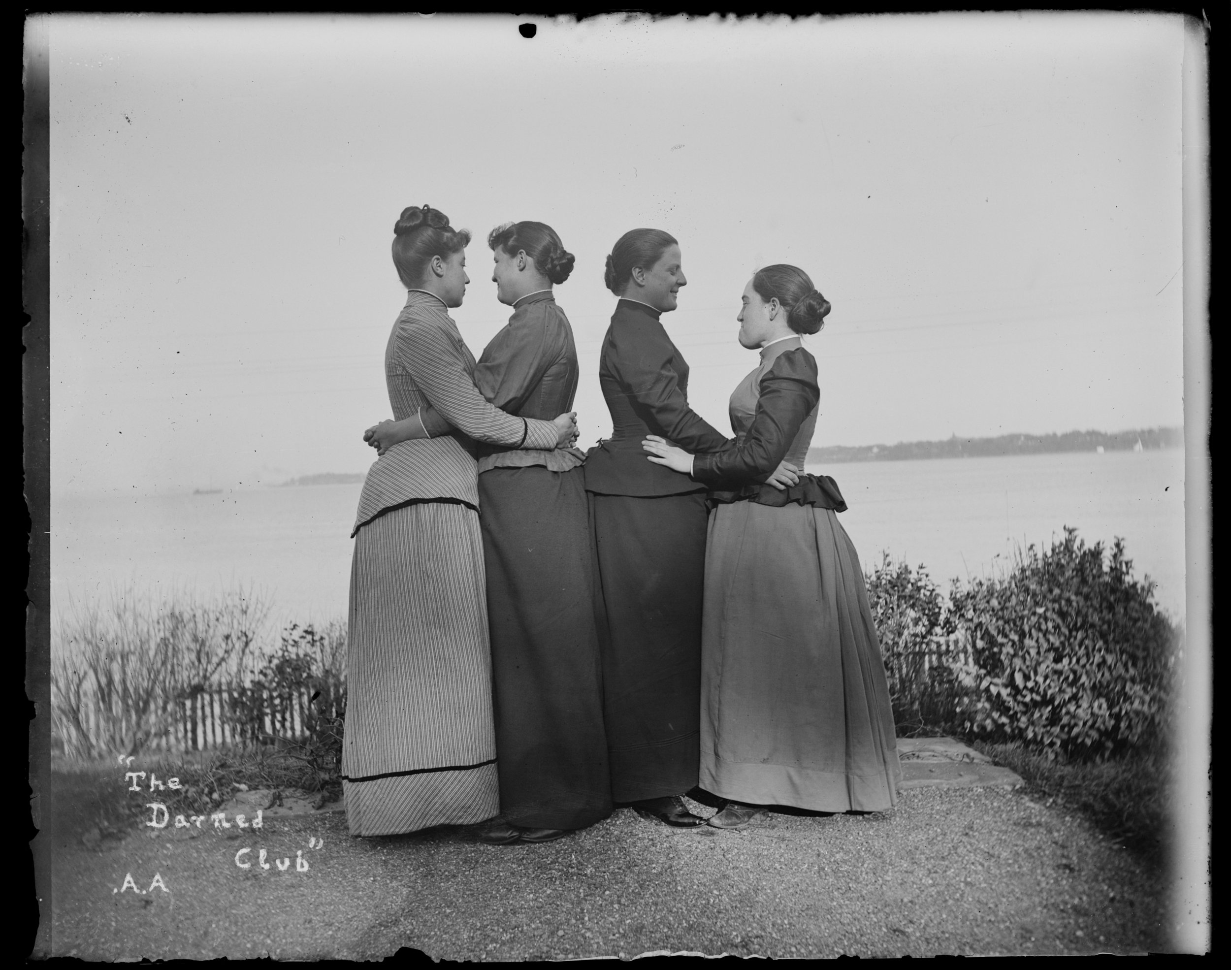 “The Darned Club,” Staten Island, October 29, 1891. From left to right: Alice Austen, Trude Eccleston, Julia (Marsh) Lord, and Sue Ripley