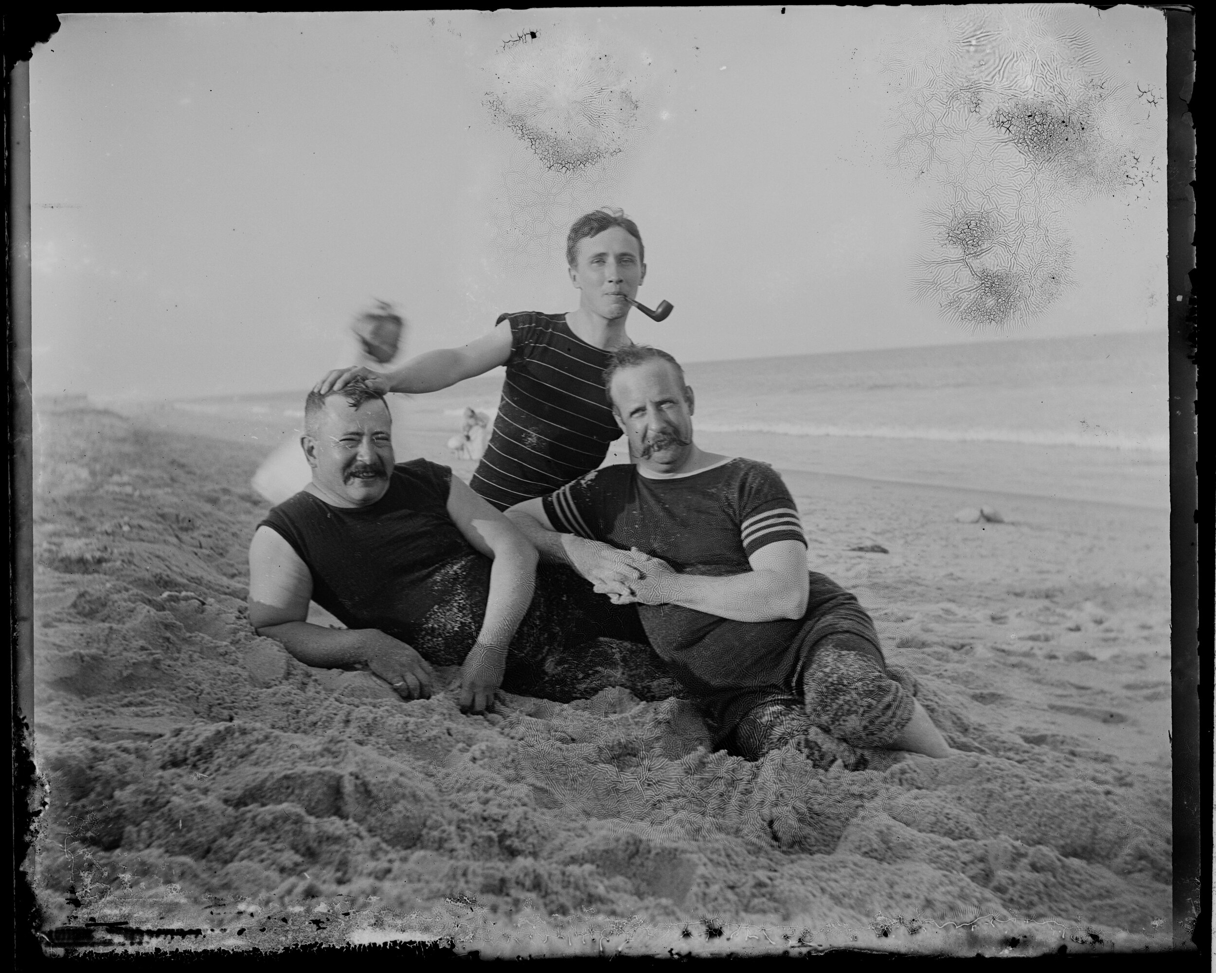  Peter Austen (right) and friends on the beach at Bay Head, New Jersey. Photo by Alice Austen, August 25, 1895. Peter Austen was the uncle of Staten Island photographer Alice Austen. 