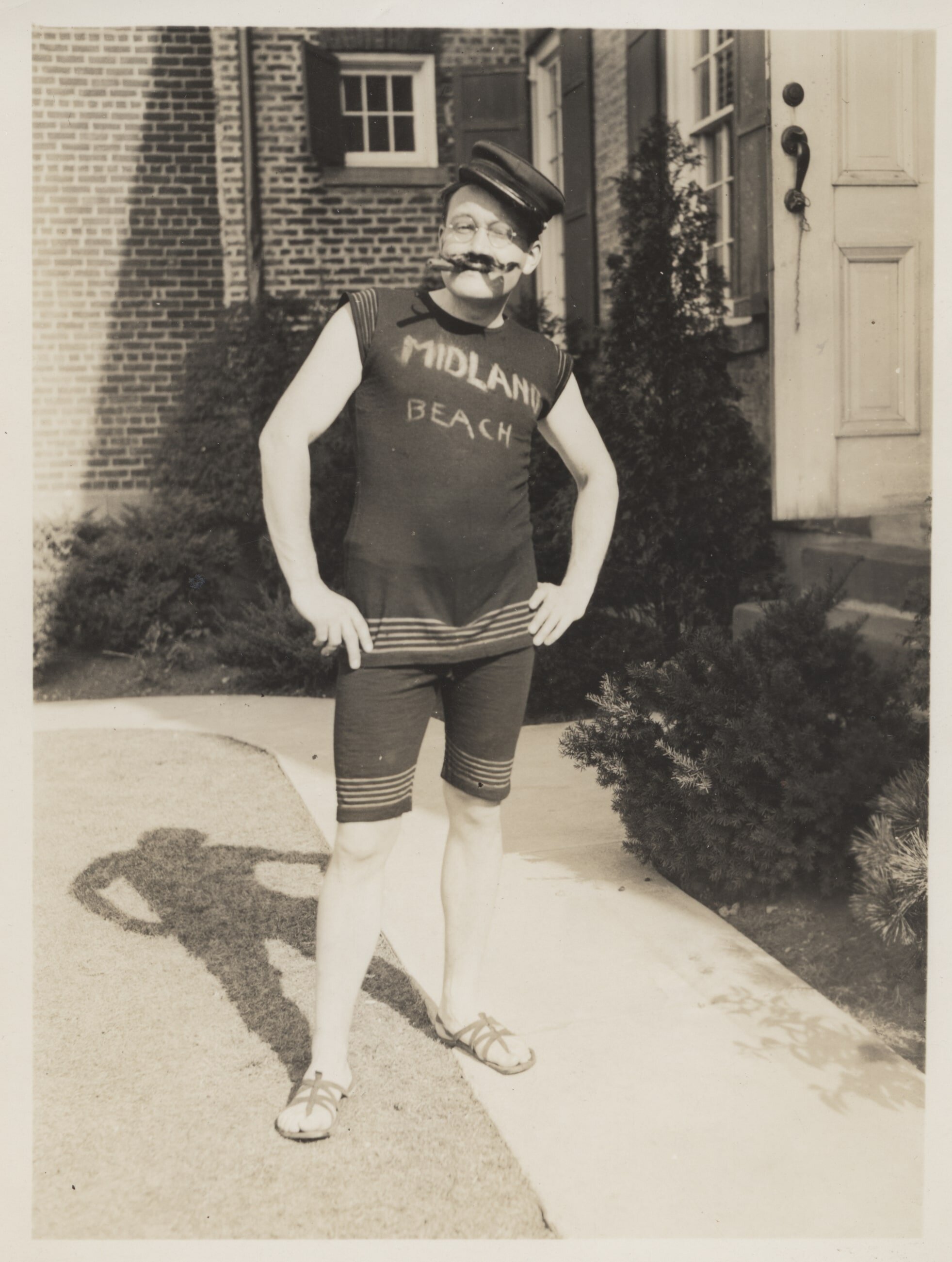  Staten Island artist Gilmer Petroff models a vintage bathing suit at the Historical Museum at Richmond Town. Photo by Raymond C. Fingado, April 7, 1940. 