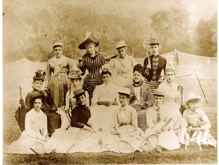 Group portrait, Staten Island Ladies’ Club, 1886-1887. Alice Austen stands in the back row at right.