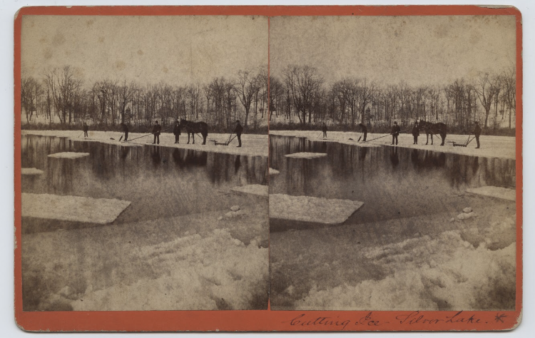  Cutting ice at Silver Lake, ca. 1878-1885.