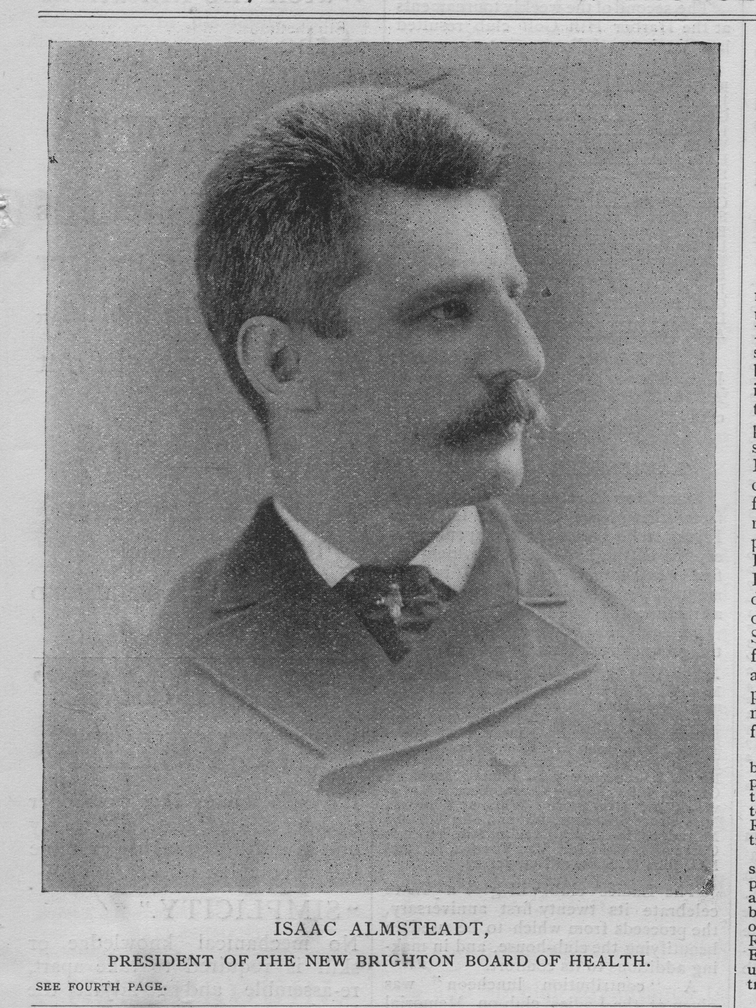Portrait of Isaac Almstaedt, published in The News Letter (St. George, Staten Island), June 5, 1897.