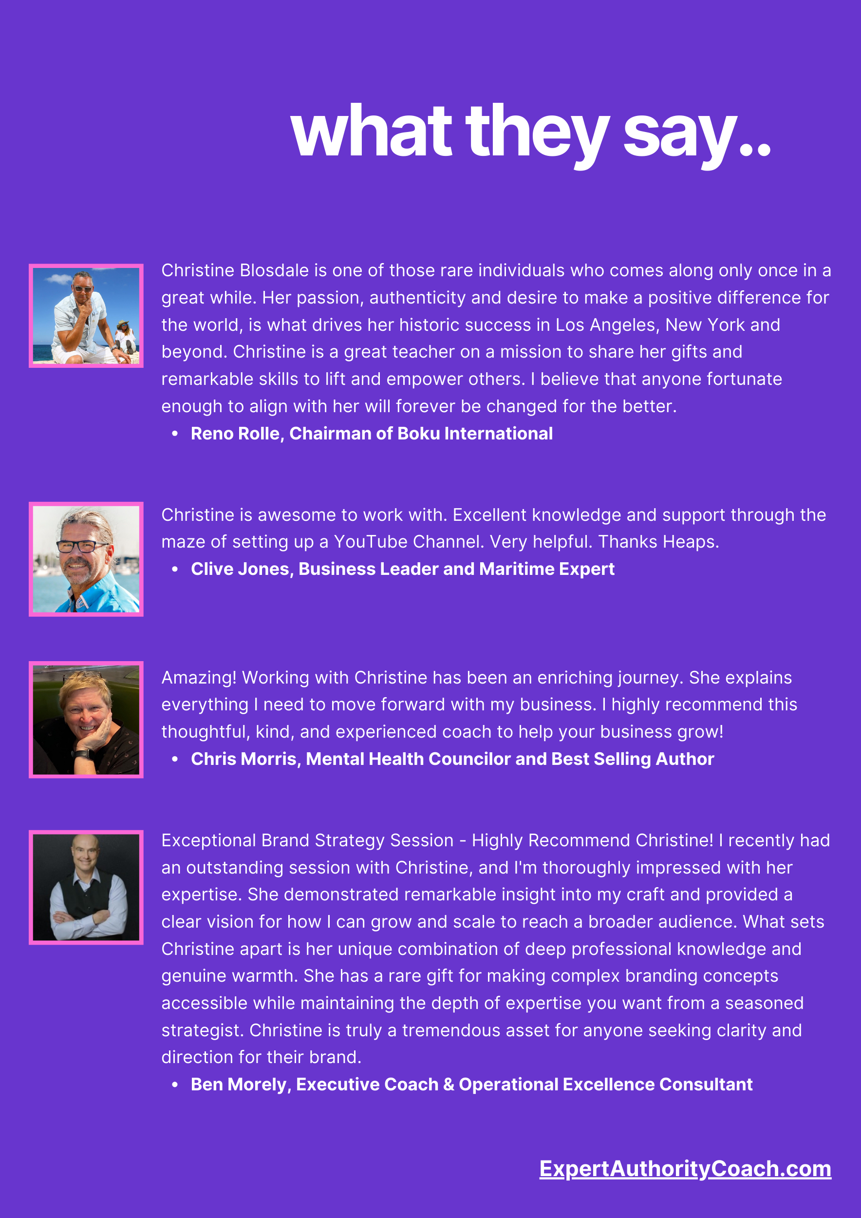 Testimonials and reviews for Christine Blosdale