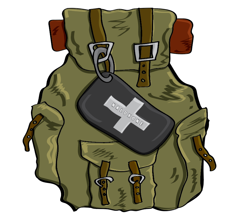  Drawn digital version of the backpack with Naloxone kit. 