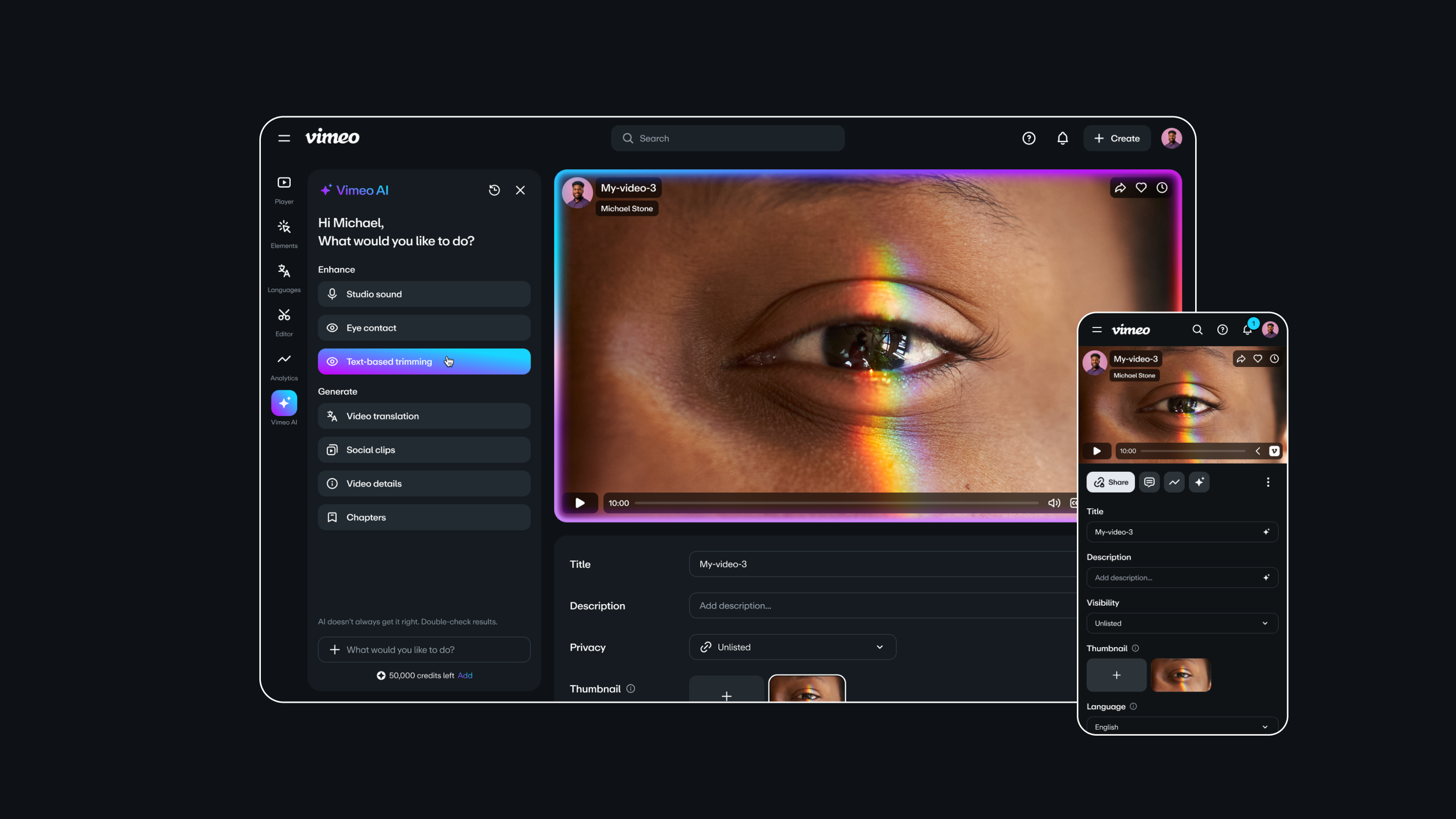 Vimeo — AI features
