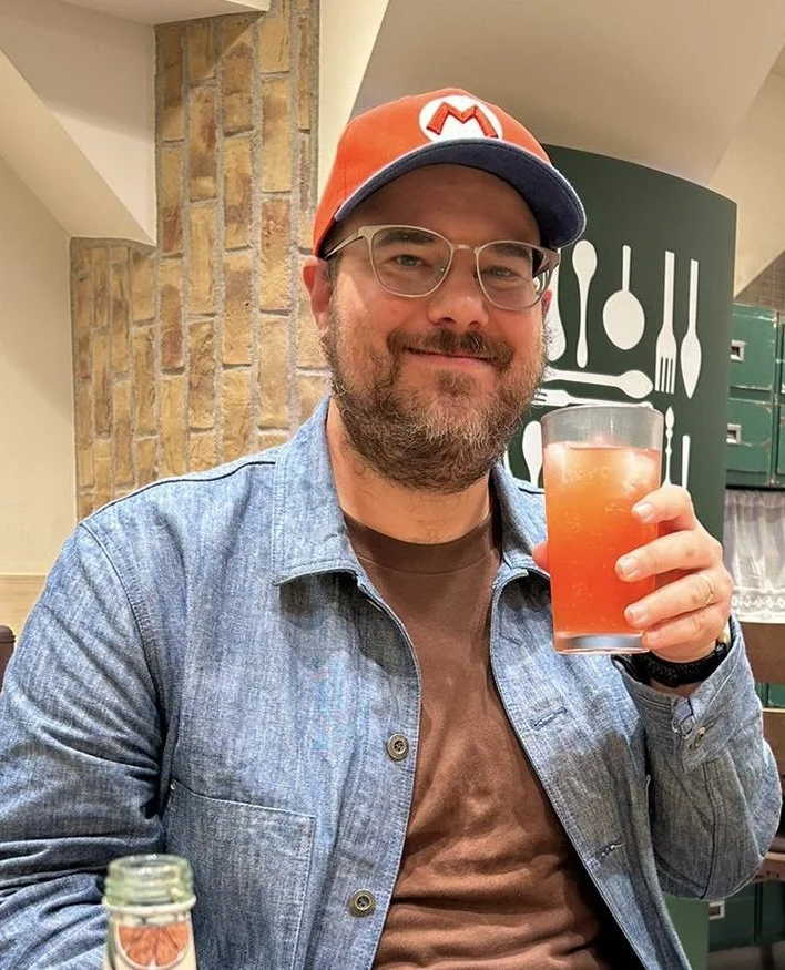 Guy Baldwin having a well deserved drink