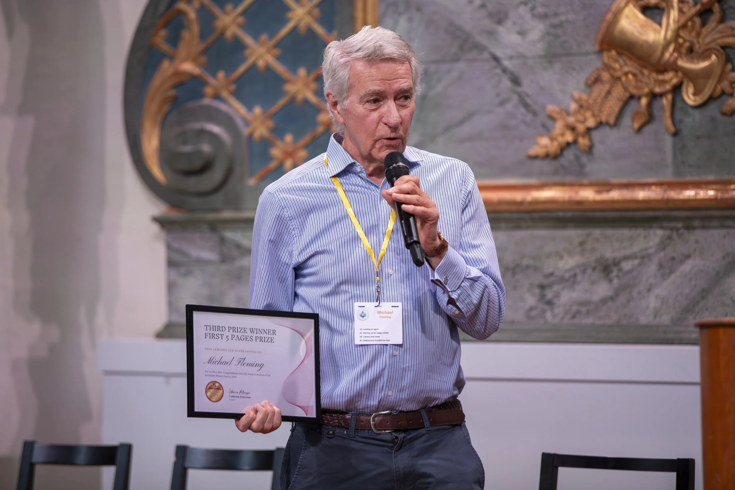 Michael Fleming addresses the Stockholm Writers Festival 2025