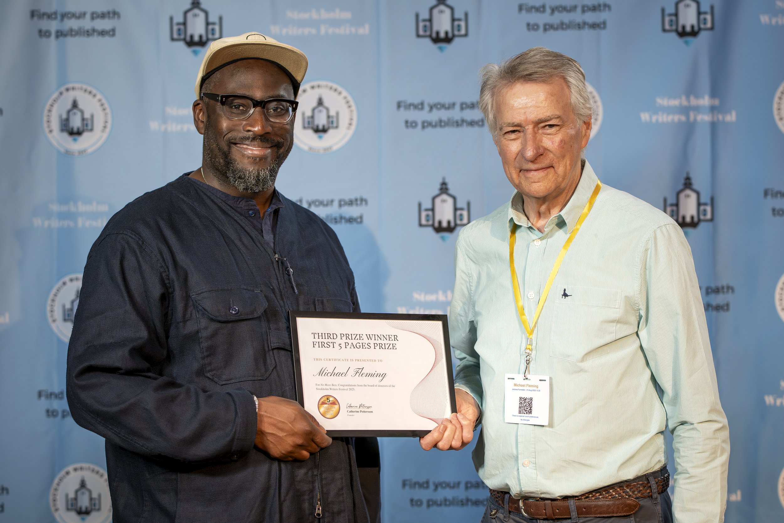 Mike Gayle awarding Michael Fleming the Bronze Award