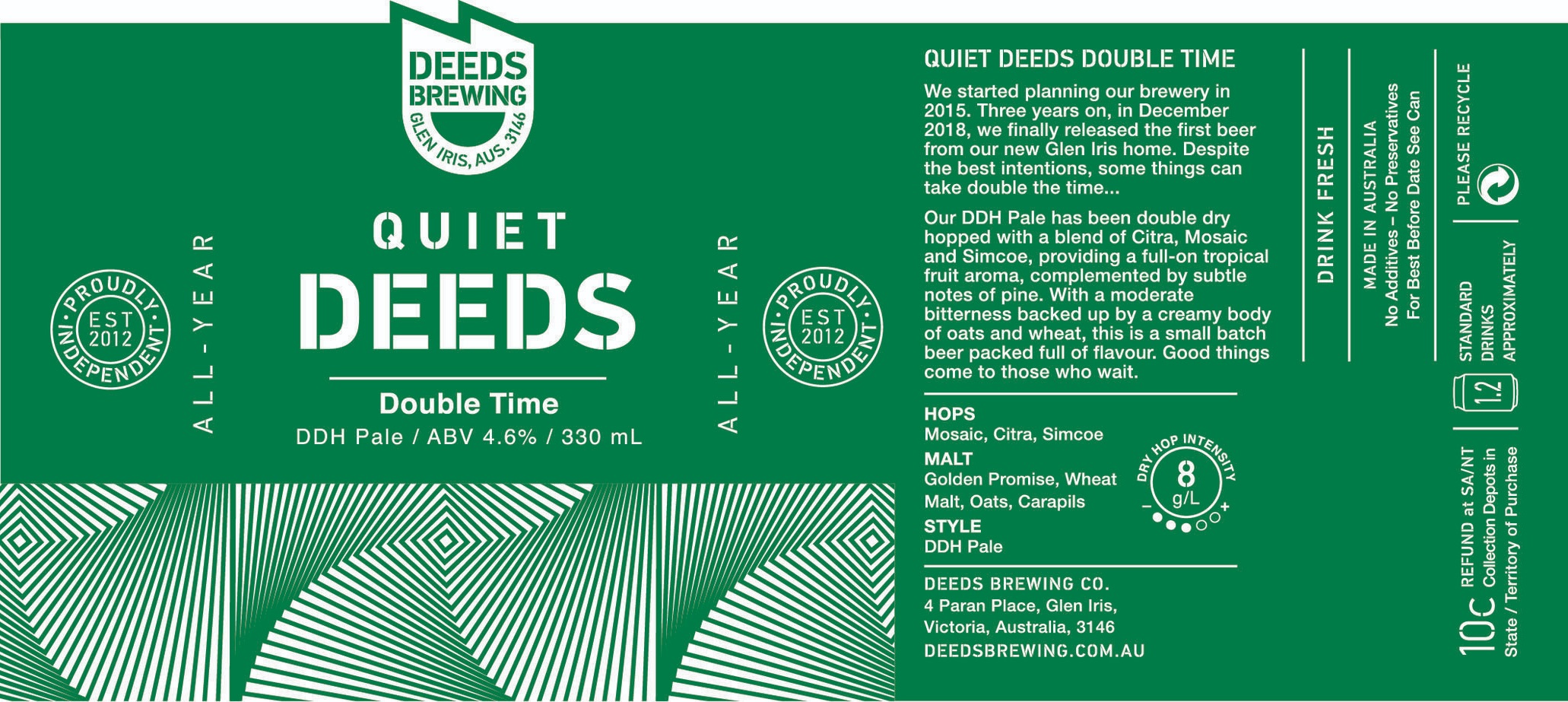 The Double Time can has a dry hop intensity meter, which is a new addition to our packaging