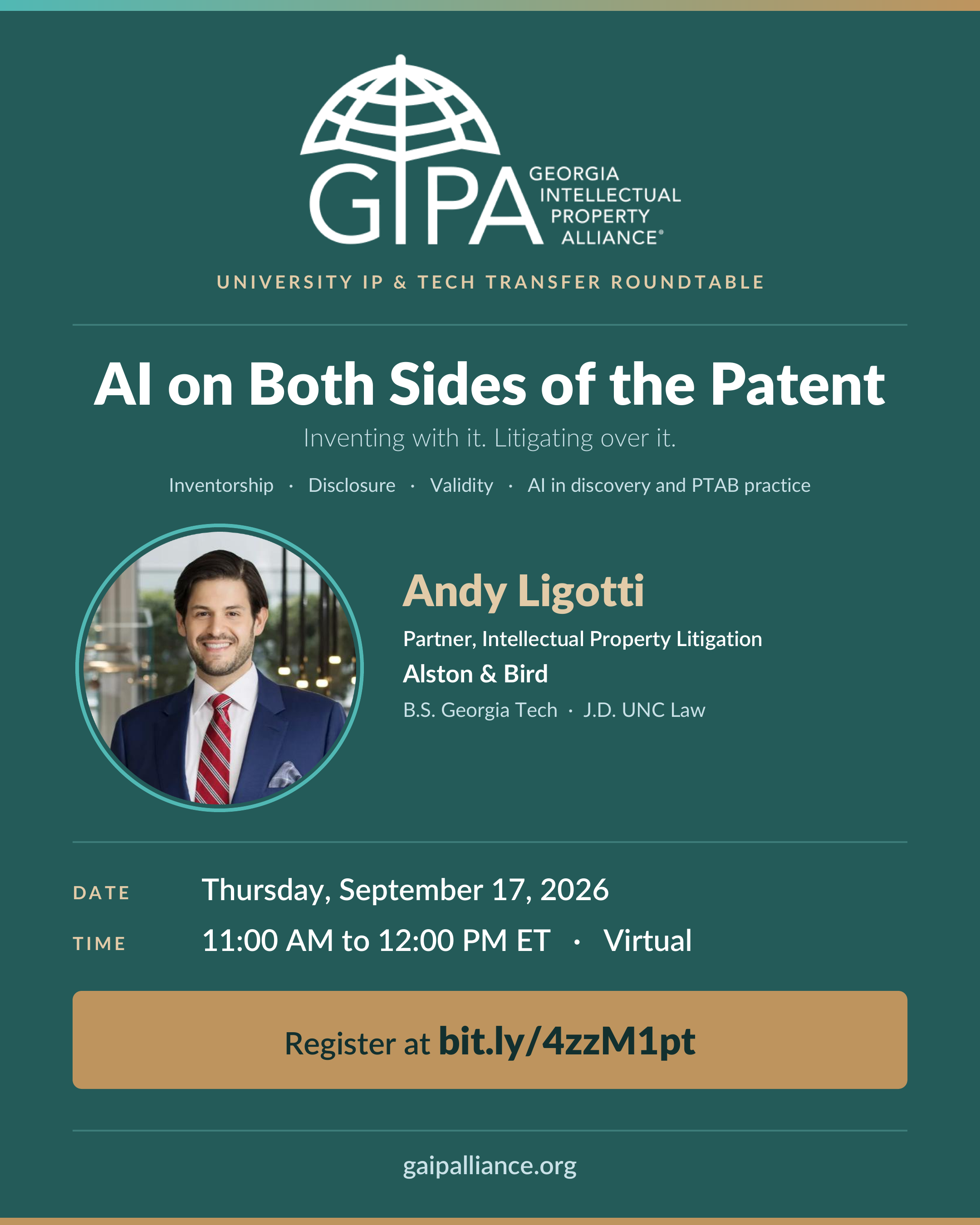 GIPA Tech Transfer Roundtable Series - AI on Both Sides of the Patent