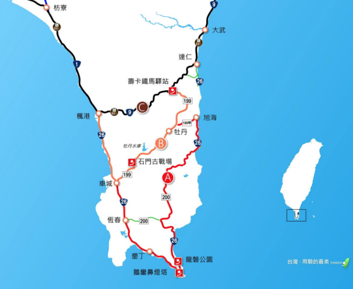(壽卡的三種路線分析。照片出處:https://bit.ly/2WNNaqP)
