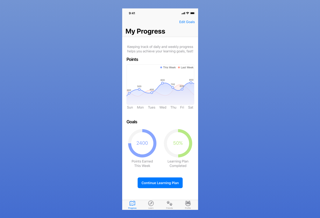 Keep track of weekly goals and progress