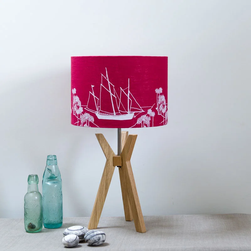 HELEN ROUND Coastal Collection Linen Laampshade 20cm Raspberry-800x800.jpg