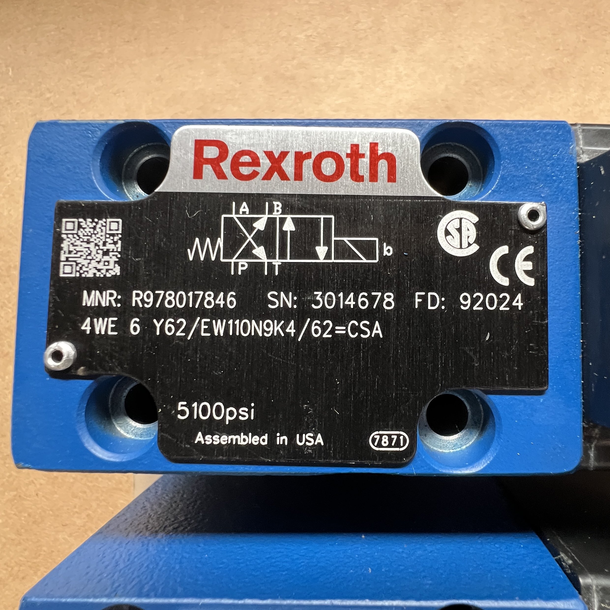 R978017846 Bosch Rexroth Hydraulic Direct-Acting Single Solenoid Valve