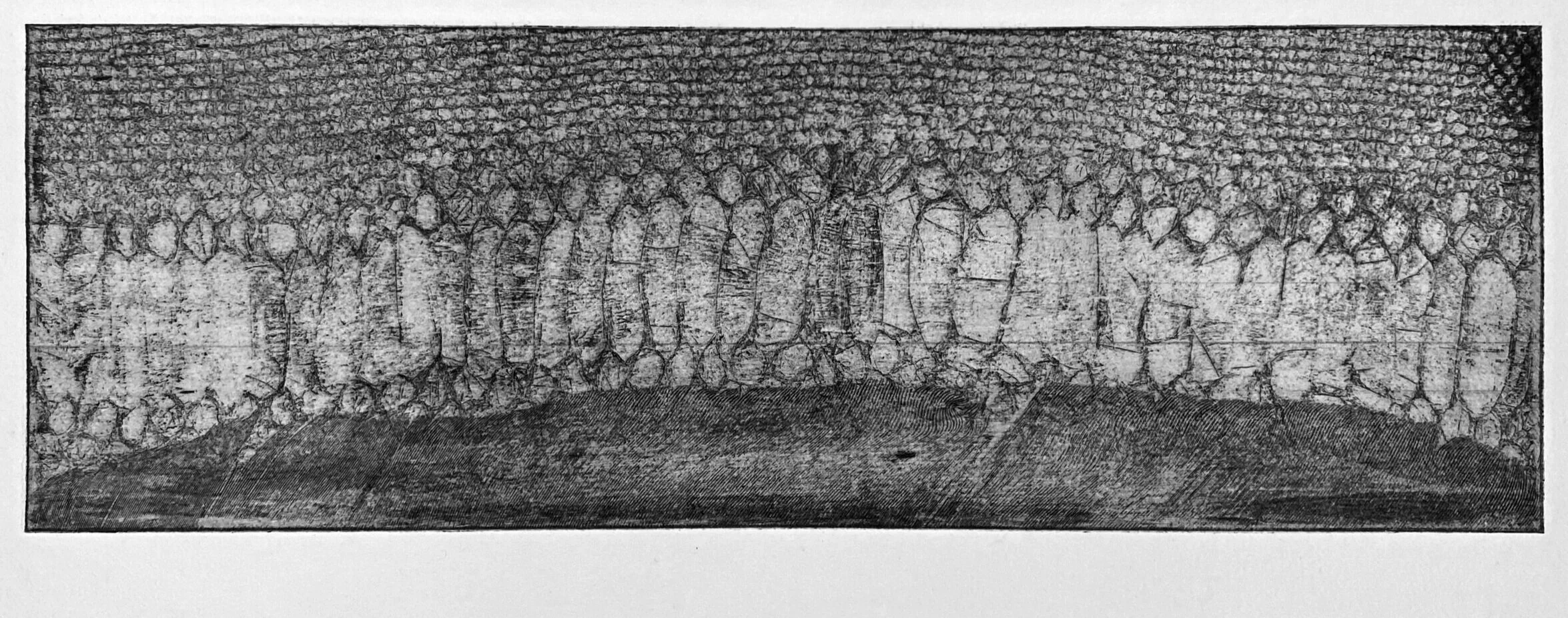 Too many gone, 2023. Soft ground etching, 4x6"