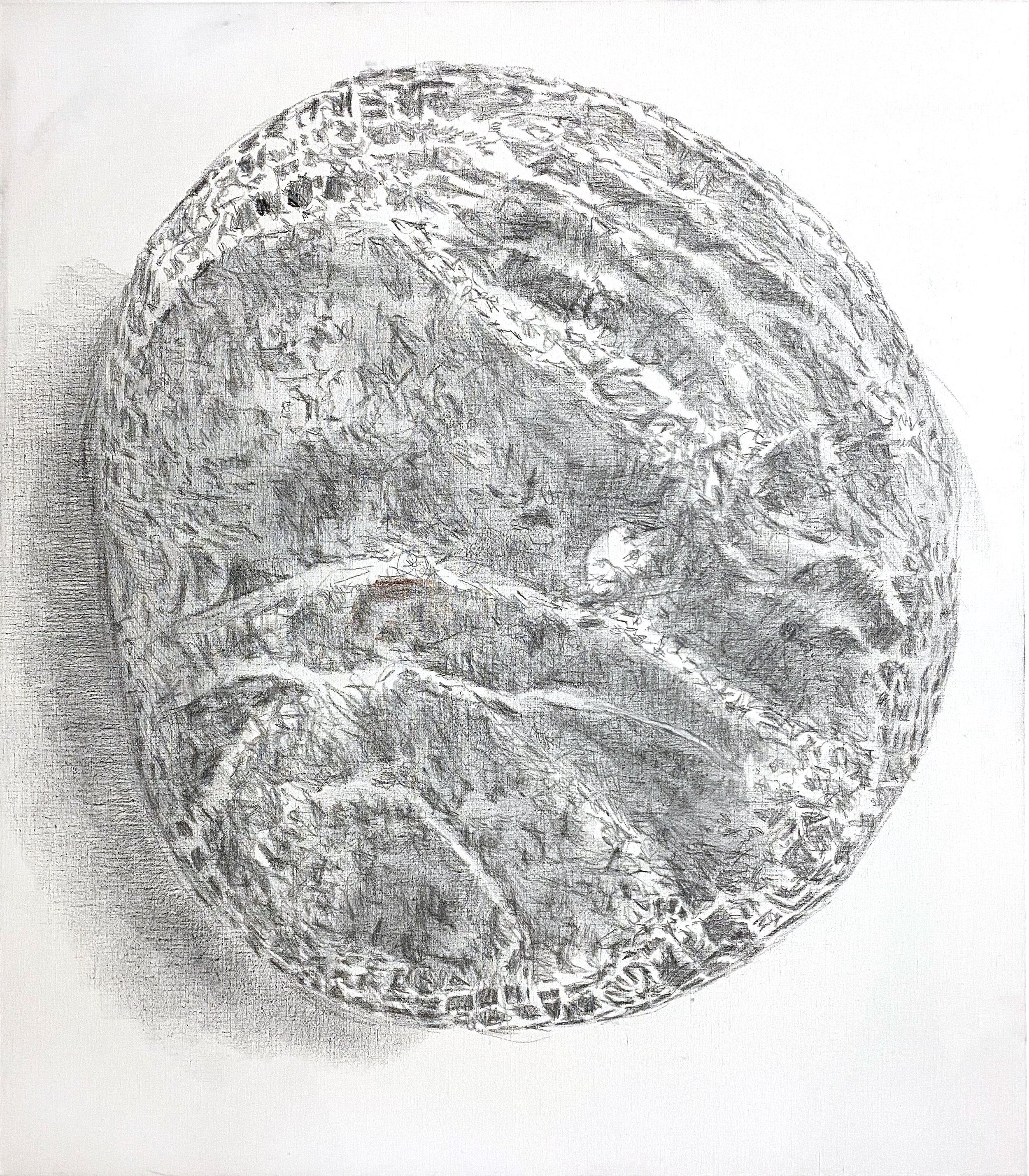 Relic III, 2024. Graphite and conte on linen, 32x28"