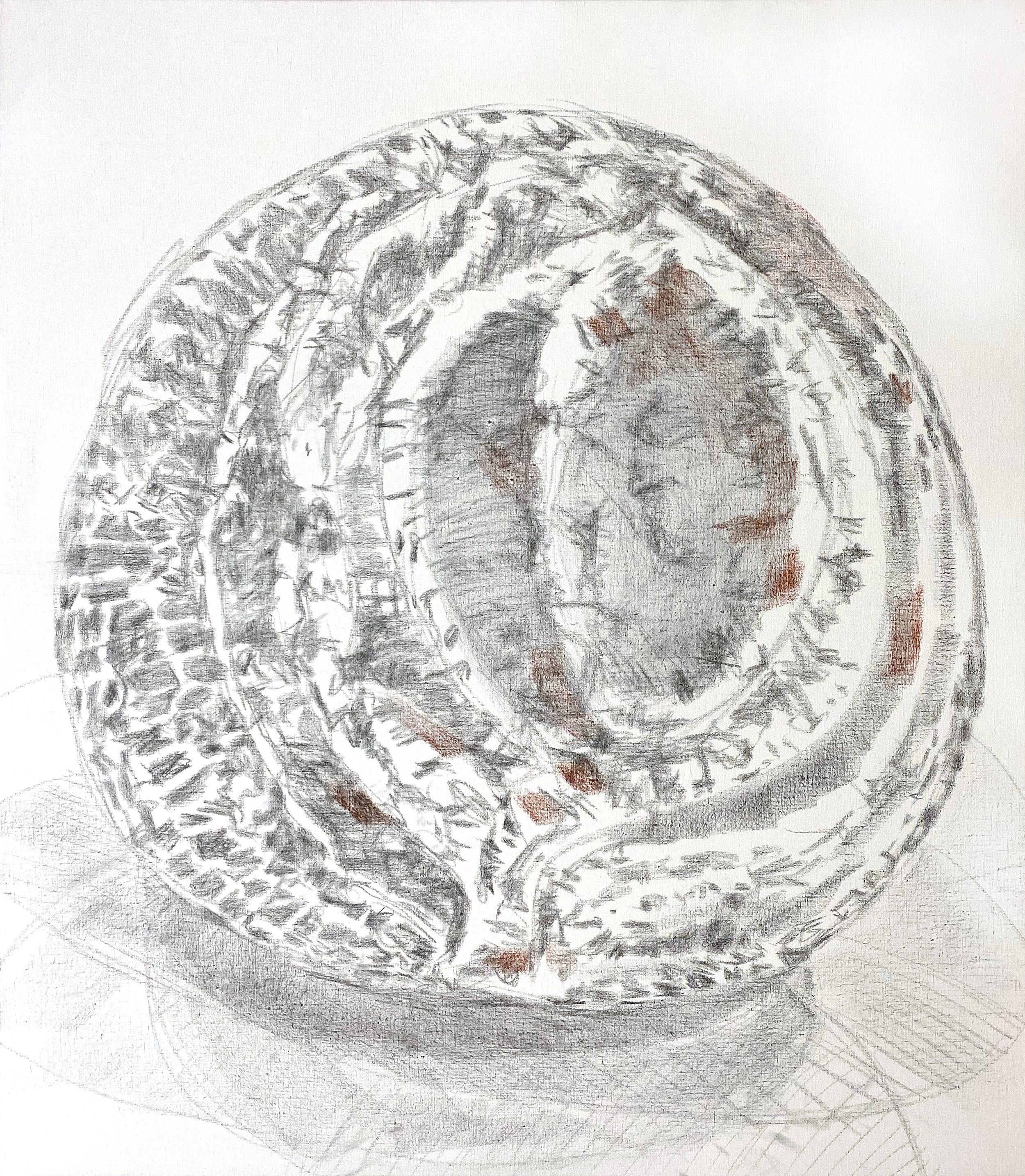 Relic I, 2024. Graphite and conte on linen, 32x28"