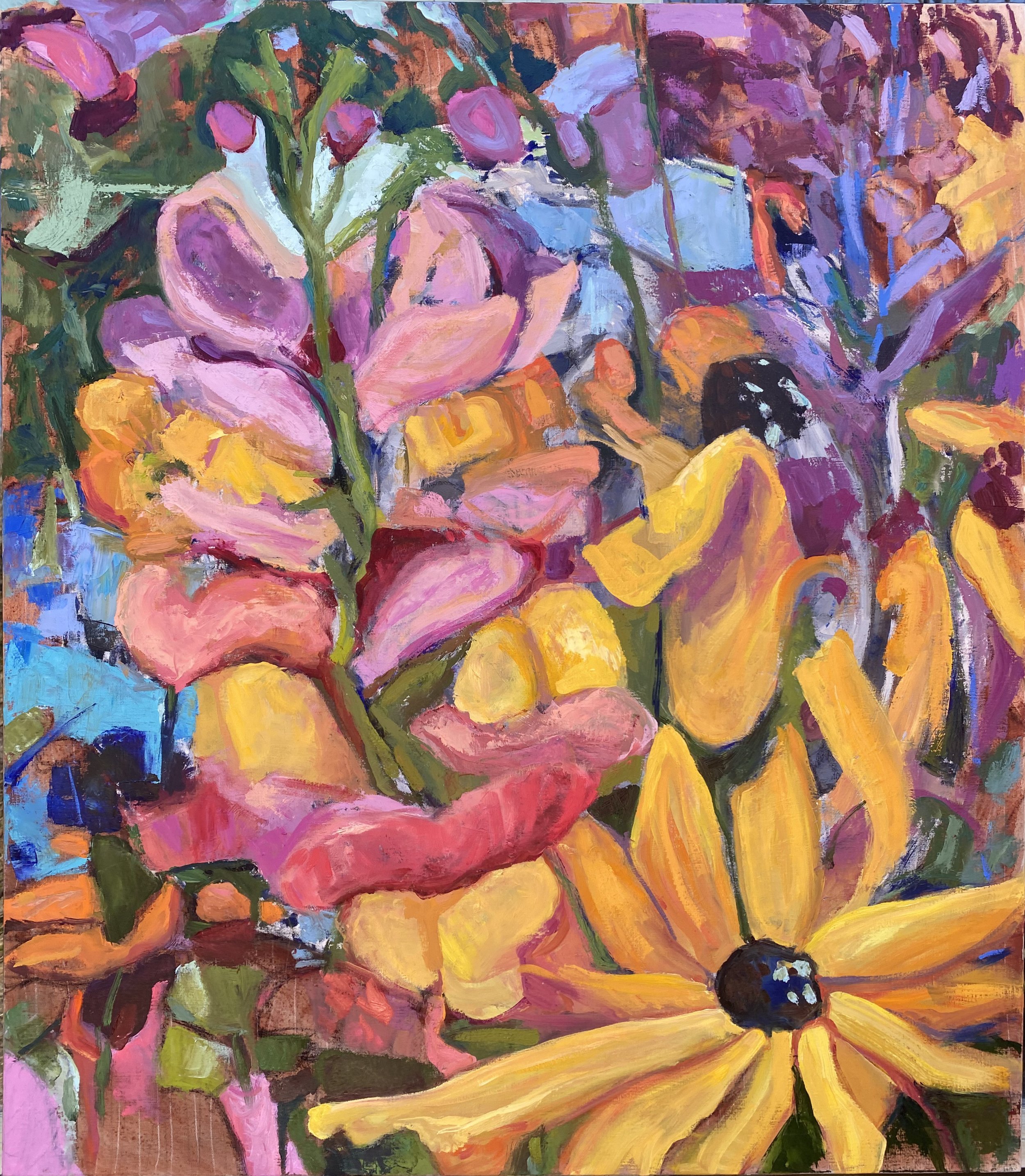 Finding Balance, 2025. Oil on linen, 32x28"/81x71 cm