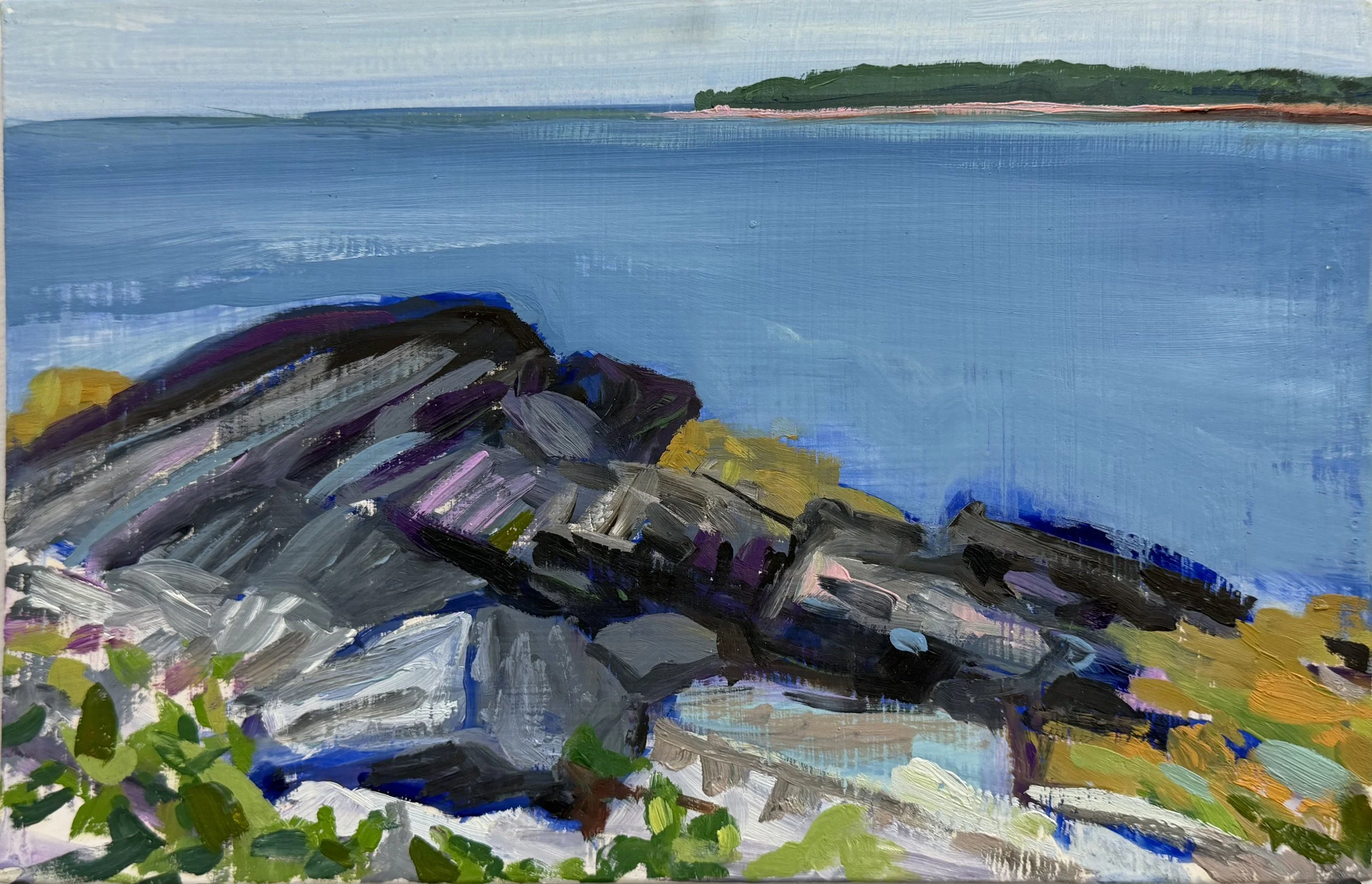   Long Point View  , 2024. Oil on linen on panel, 8x12"