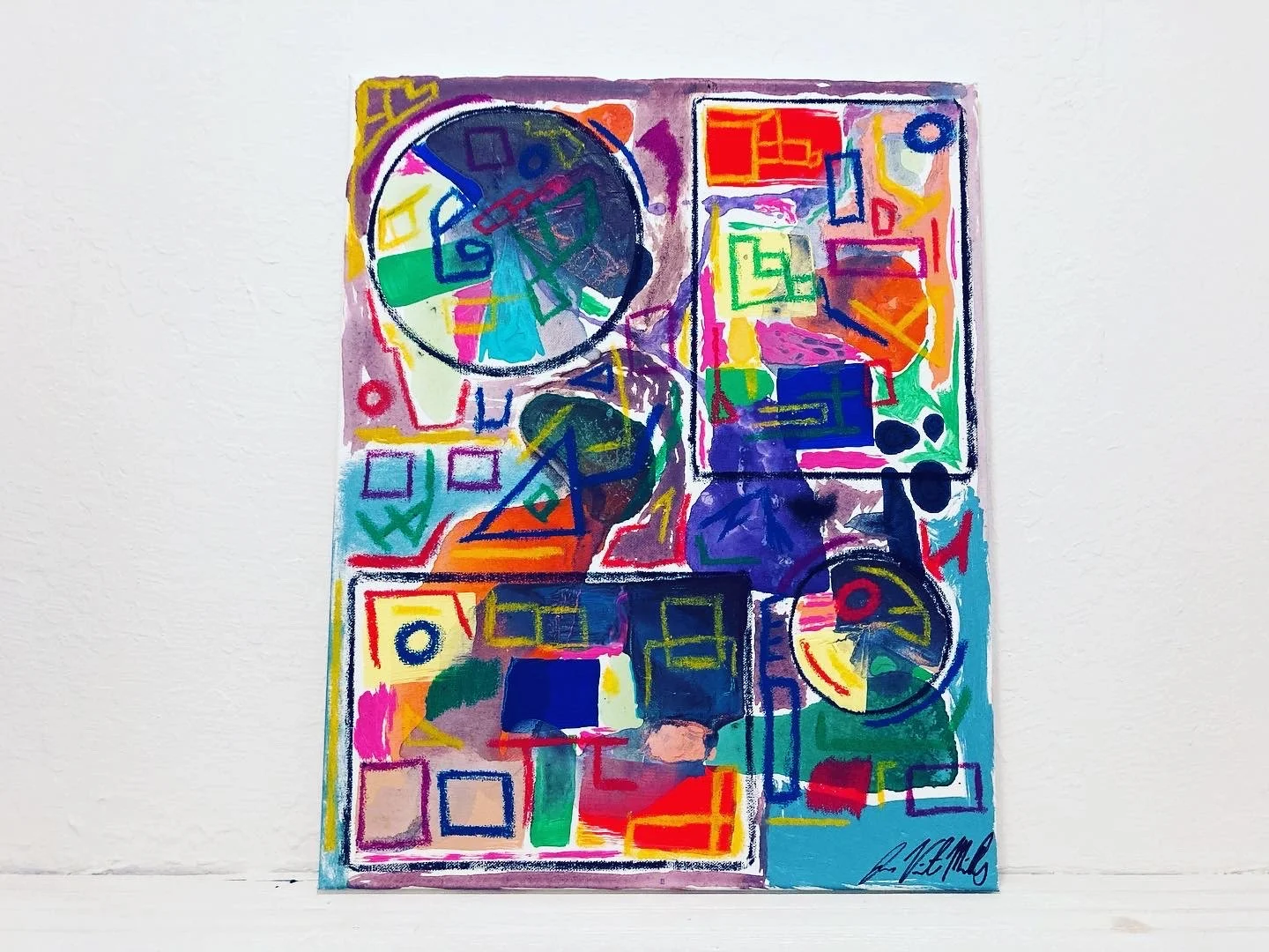 "To be 79 in the year 2100", 16x20, Acrylic and Oil Stick on Canvas,