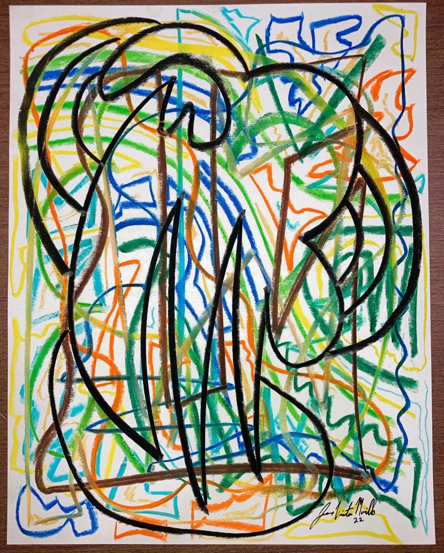 "Covering", 11x14, Oil Stick on Paper